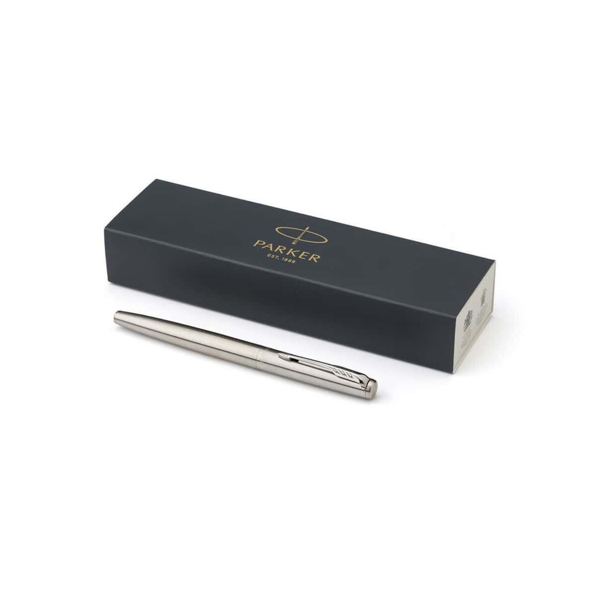 Pióra wieczne z logo – pióro wieczne parker jotter core VA816-32_AAA03 Elegancki długopis stalowy w eleganckim opakowaniu z logo Parker. Idealny na prezent i do codziennego użytku.