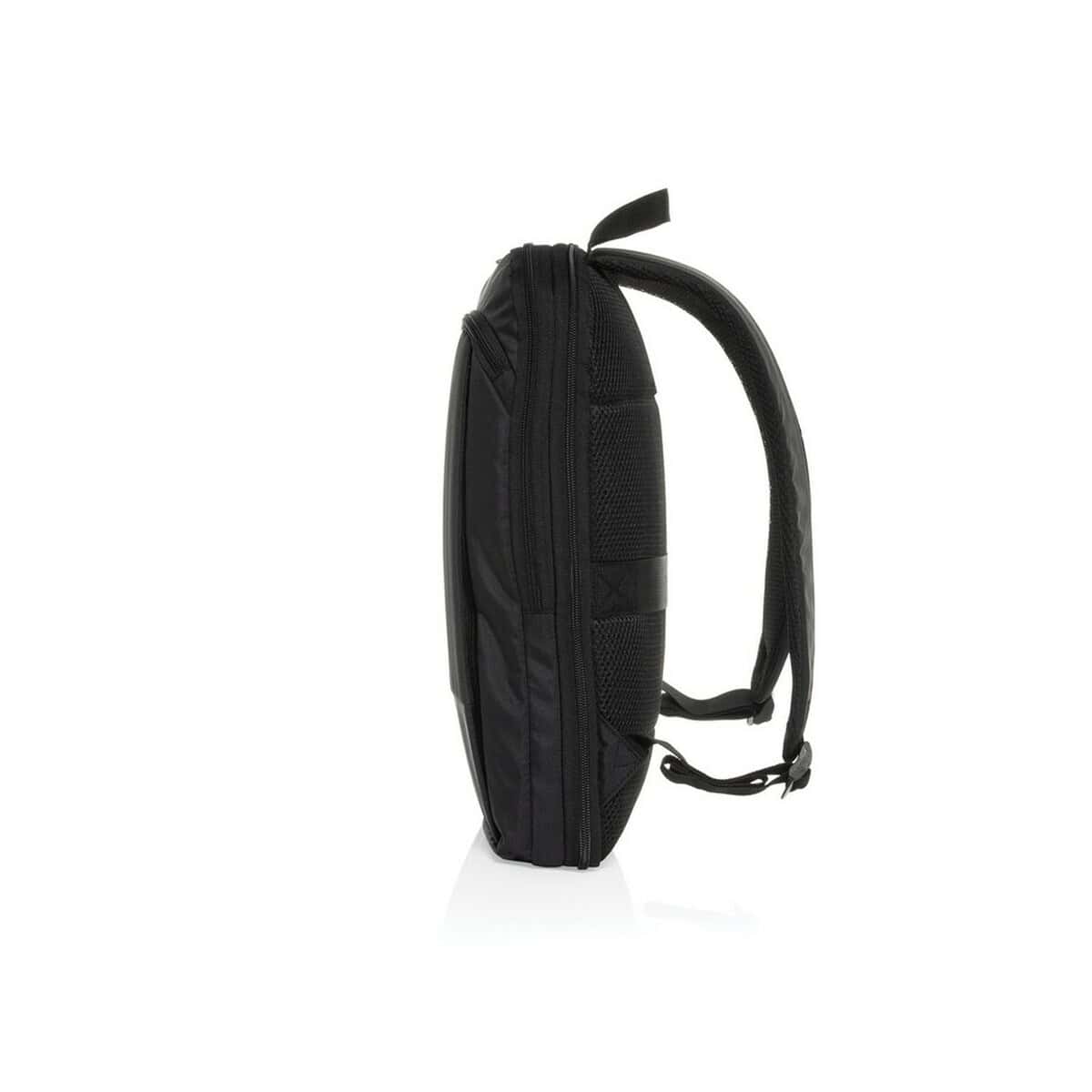 Plecaki z logo – plecak na laptopa 15,6″ flexpack aware™ rpet P763.4901__B_6 Czarny plecak szkolny z wieloma kieszeniami i regulowanymi szelkami.