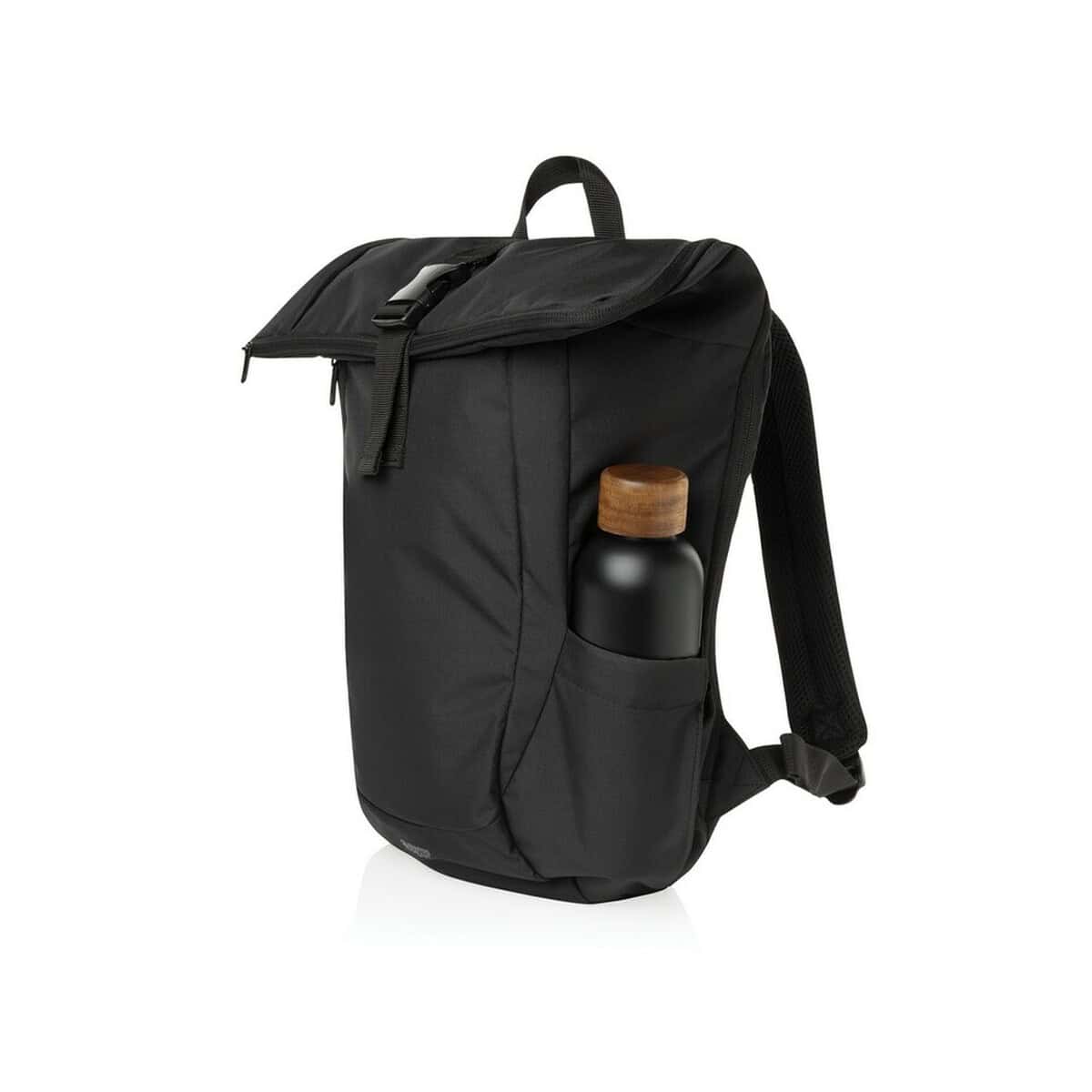 Plecaki z logo – plecak na laptopa 15,6″ swiss peak aware™ rpet P763.4601__B_7 1. Plecak z kieszenią na butelkę i funkcjonalnym designem, idealny na gadżety i akcesoria.