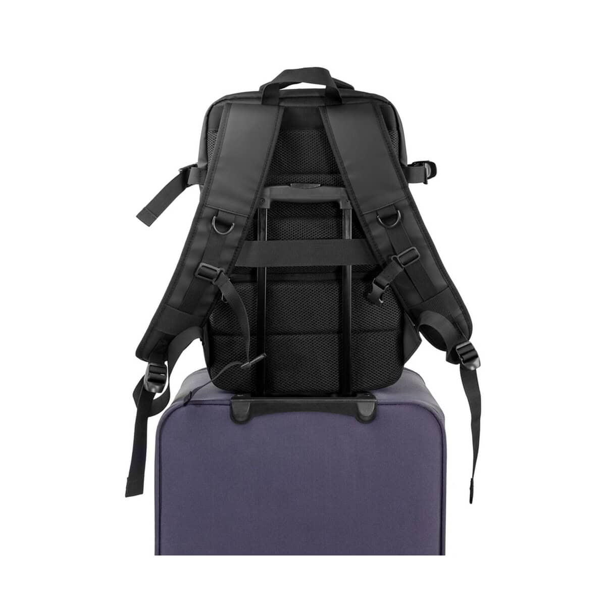 Plecaki z logo – rozszerzalny plecak exclusive collection | aicha VA092-03_AAA04 Praktyczny czarny plecak na gziety i gadżety z wieloma kieszeniami i regulowanymi paskami.