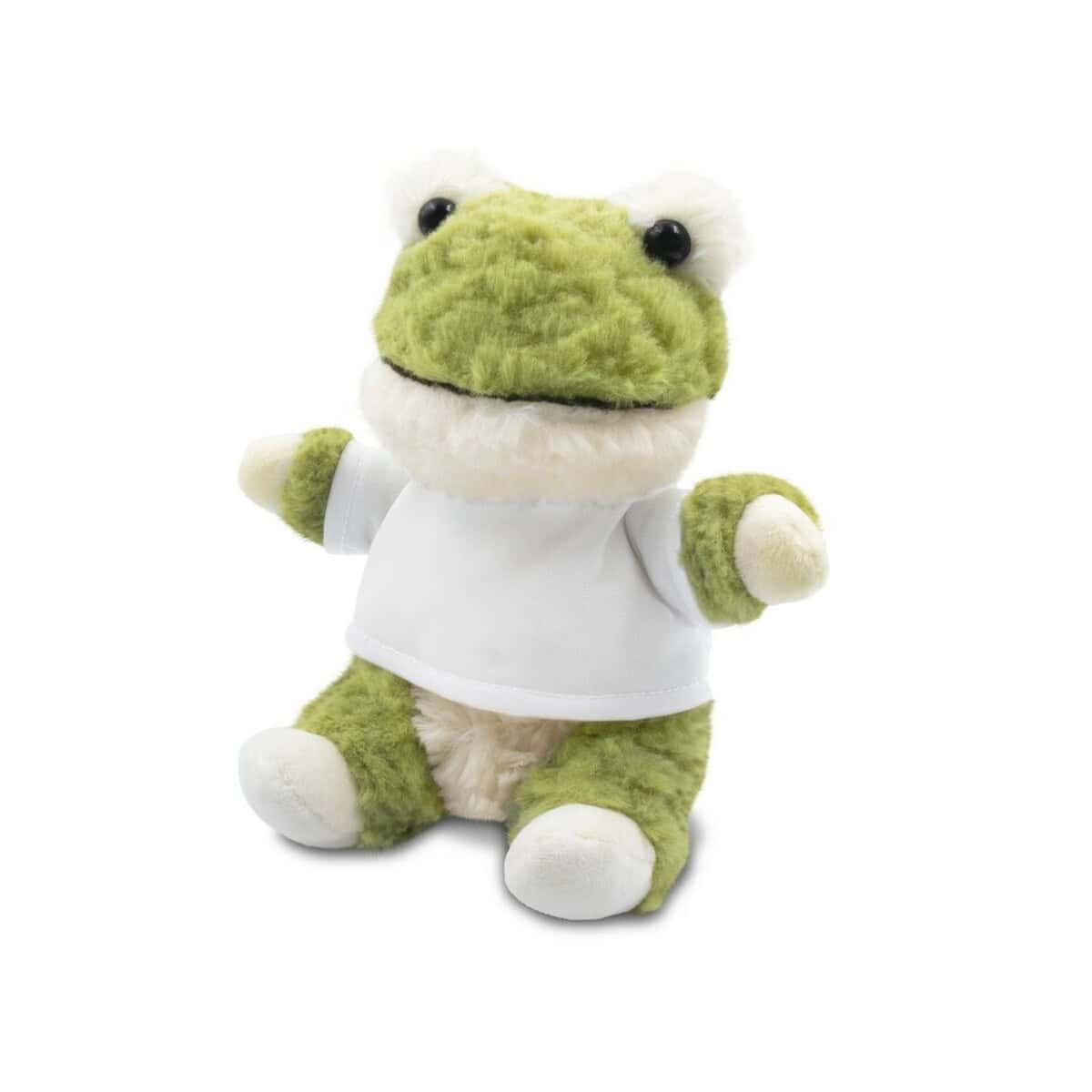 Miś pluszowy żaba w ubraniu, gadżet z własnym nadrukiem, prezent na różne okazje.