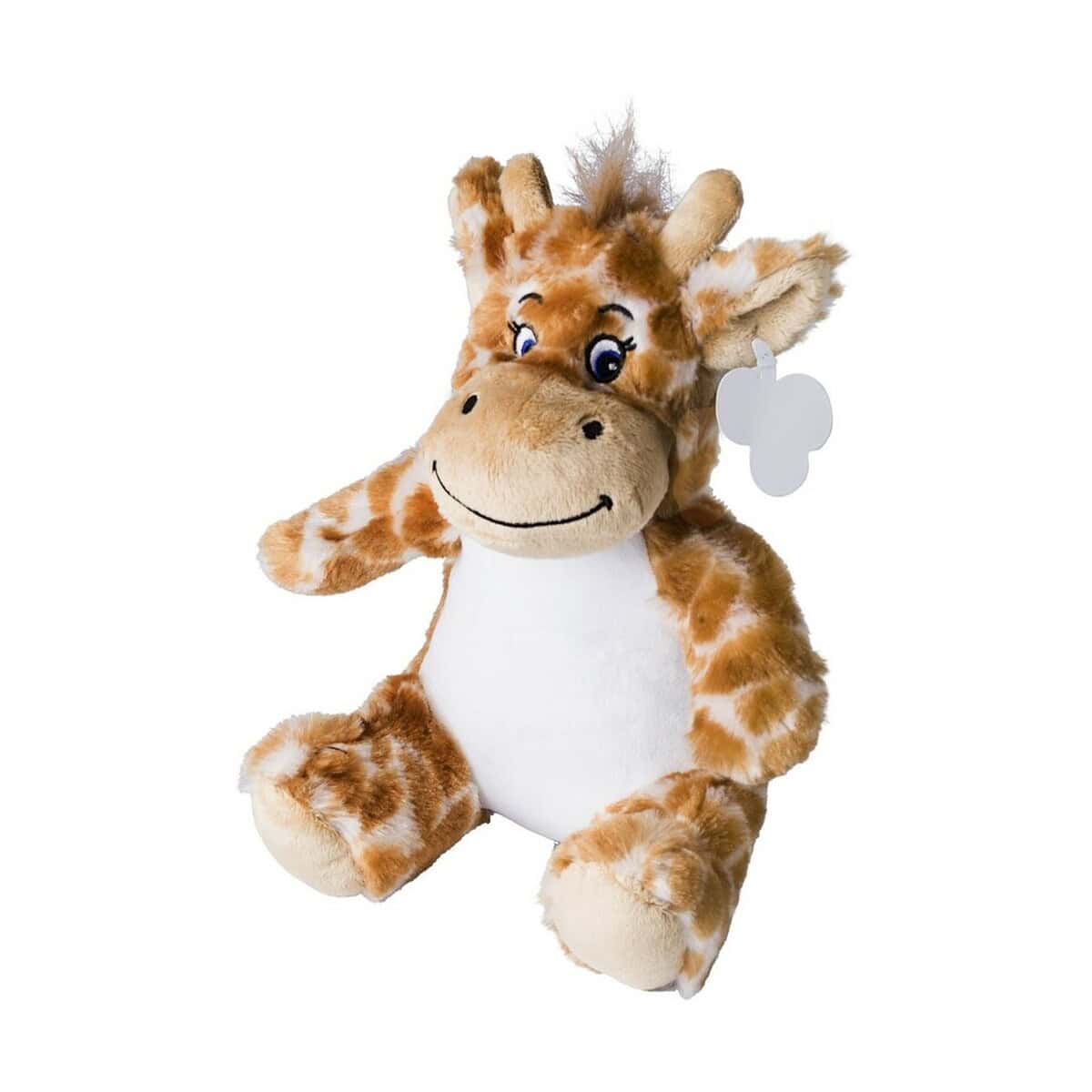 Miękki maskotka żyrafy z uroczym uśmiechem i dużymi oczami, idealna na prezent i gadżet promocyjny.