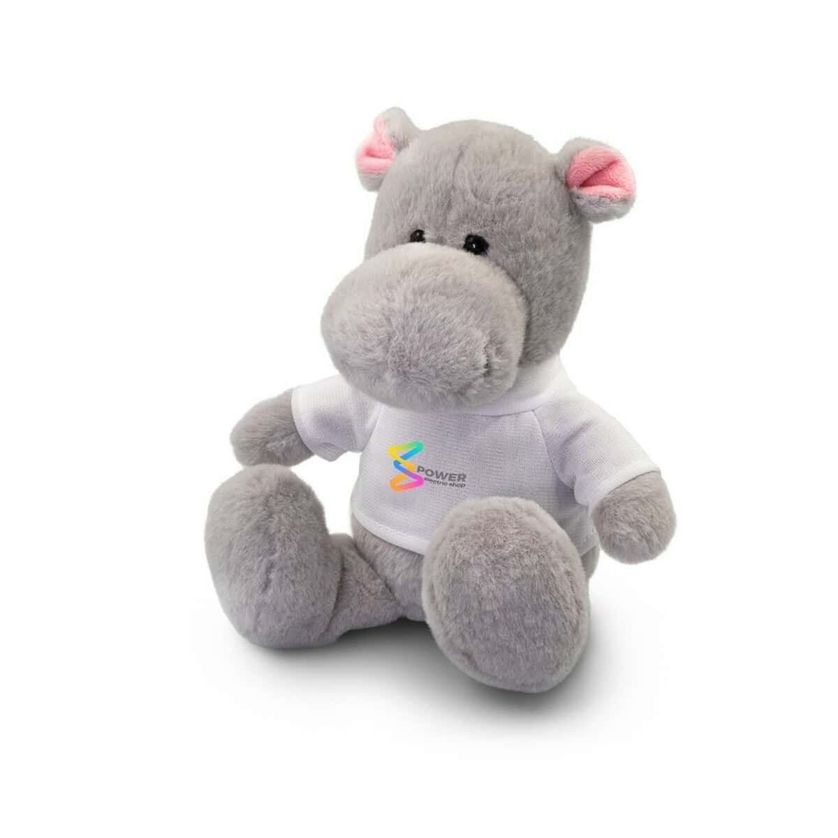 Miś plush z T-shirtem, symbolizujący gadżety reklamowe i upominki firmowe.