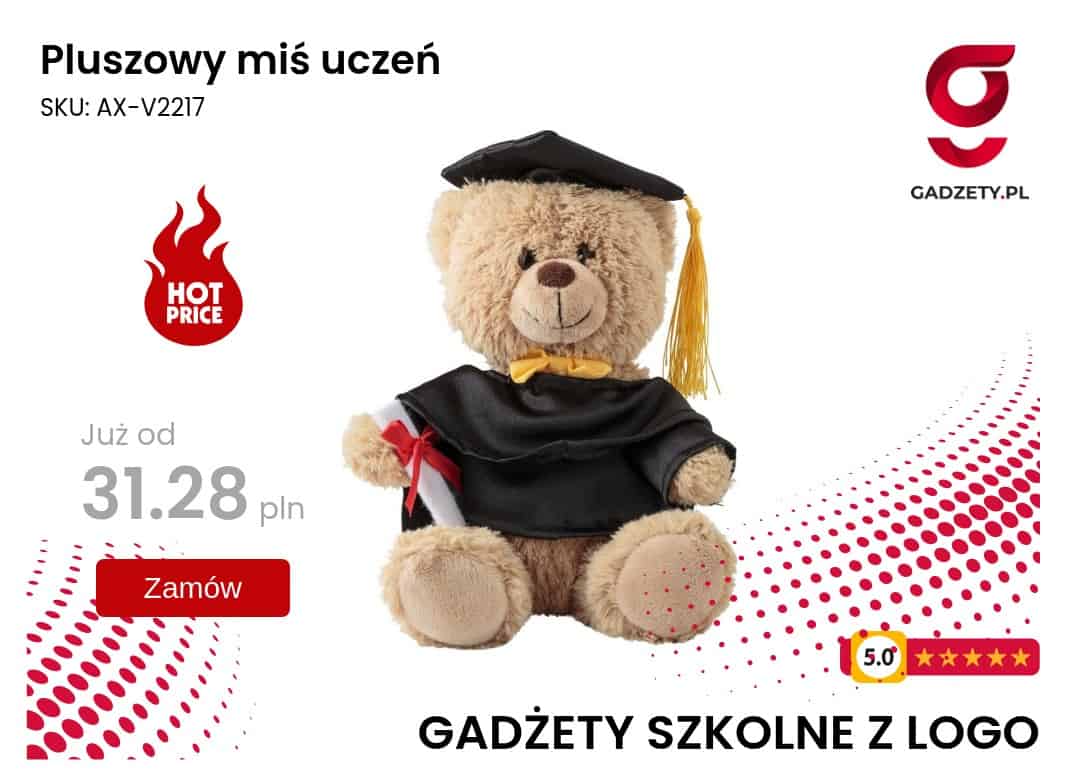 Pluszowy miś uczeń Pluszowy miś w stroju ucznia