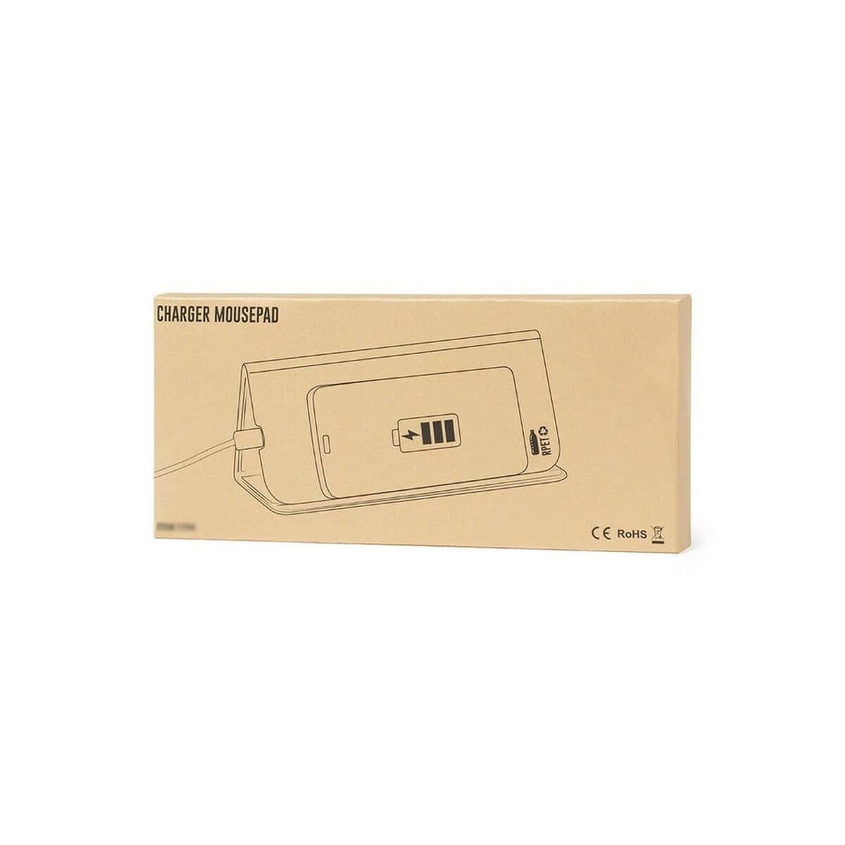 Podkładki pod mysz z logo – podkładka pod mysz rpet, ładowarka bezprzewodowa 10w V8322-15_POV01 Powerbank z dedykowaną podkładką do ładowania bezprzewodowego gadżet reklamowy.