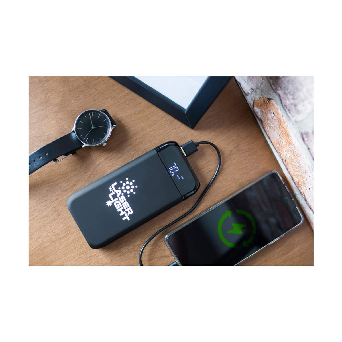 Powerbanki z logo – bezprzewodowy power bank 10000 mah exclusive collection, ładowarka bezprzewodowa 5w-15w | cory V1833_C 1. Power bank z nadrukiem Gaser Light, ładowanie urządzeń mobilnych.