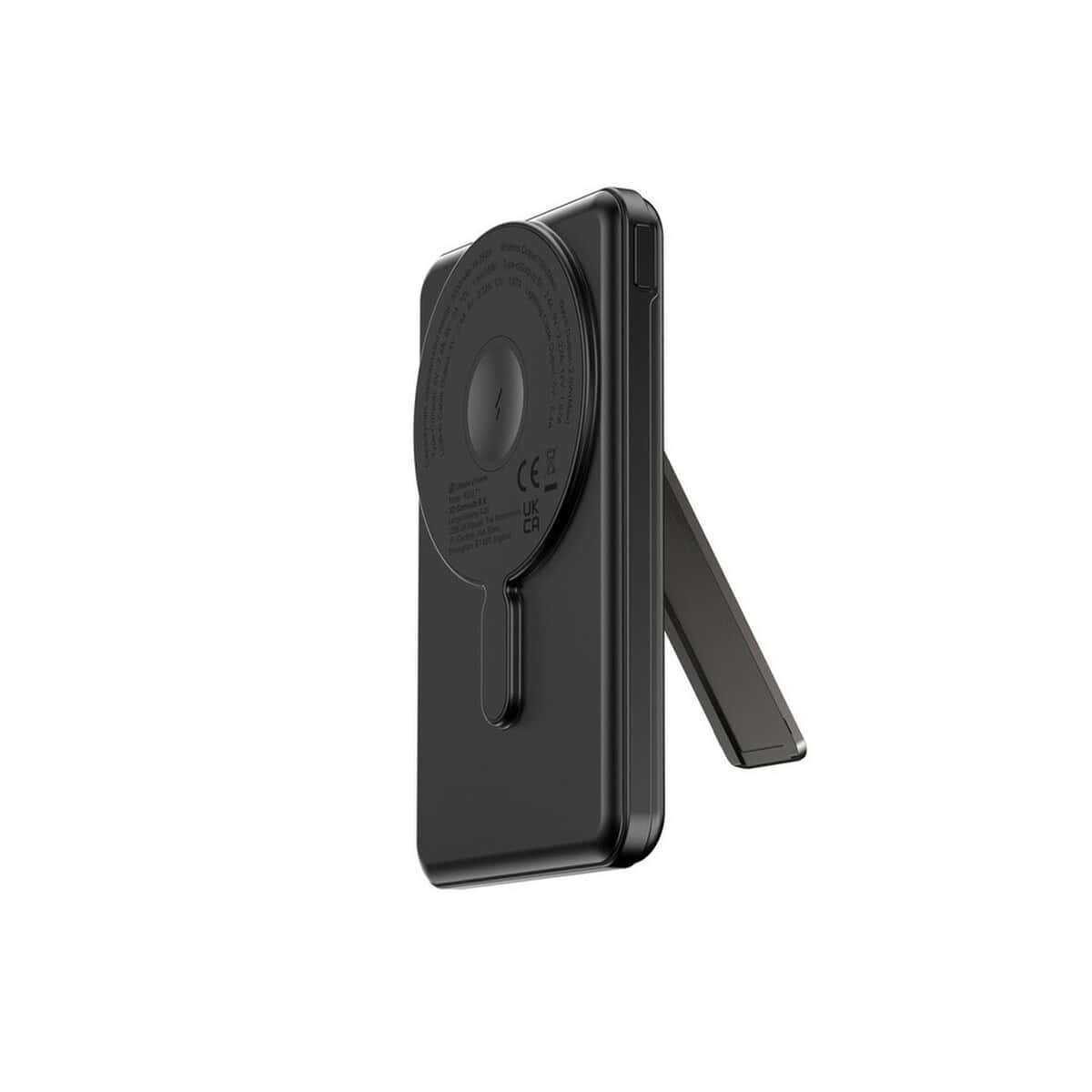 Powerbanki z logo – magnetyczny power bank 5000 mah urban vitamin redwood P322.7101__B_10 Stacja ładowania bezprzewodowego do smartfona, czarna, mobilne gadżety elektroniczne.