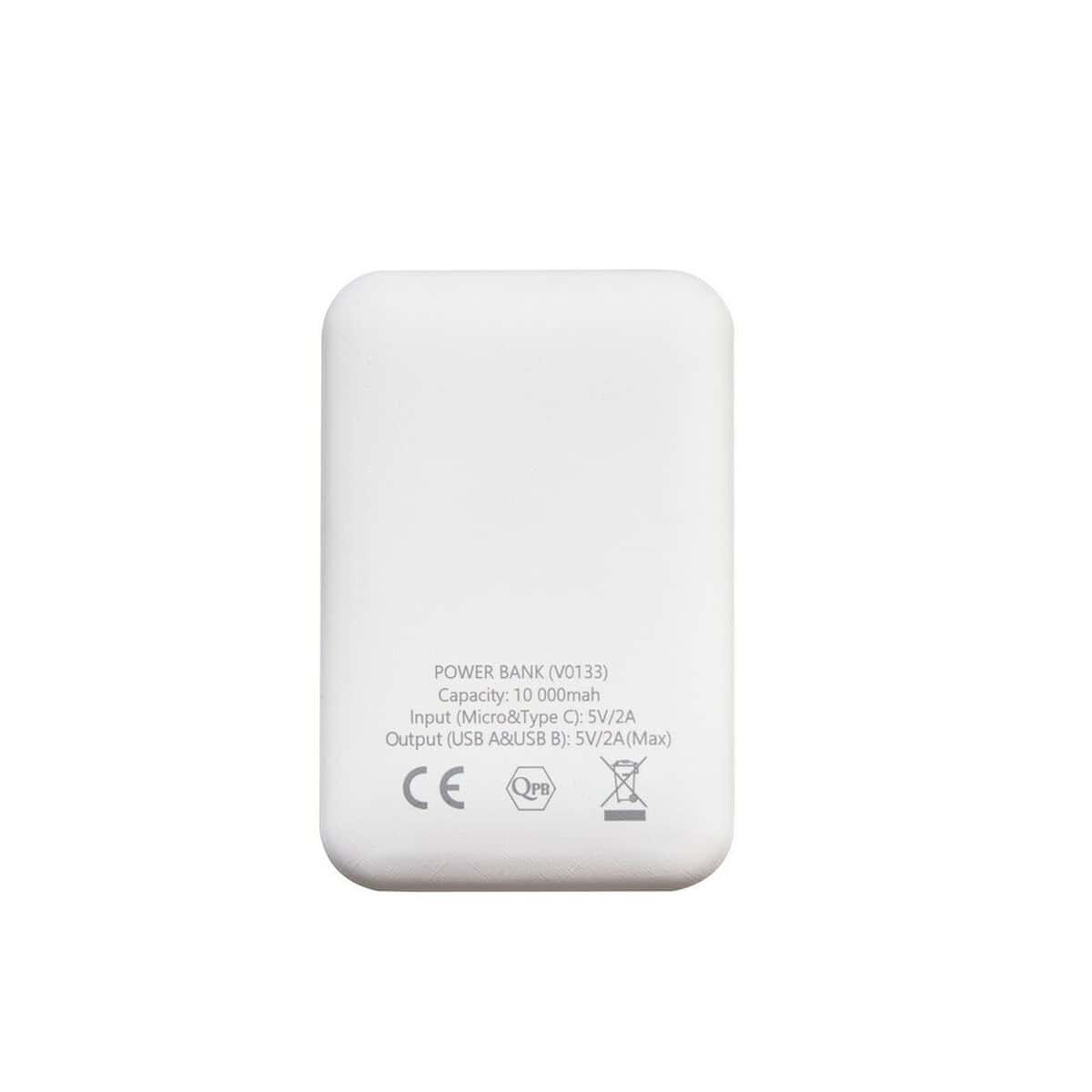 Powerbanki z logo – power bank 10000 mah air gifts | daniel V0133-02_IBK01 1. power bank z logo, biała ozdoba gadżet reklamowy, przenośny akumulator, gadżet promocyjny.