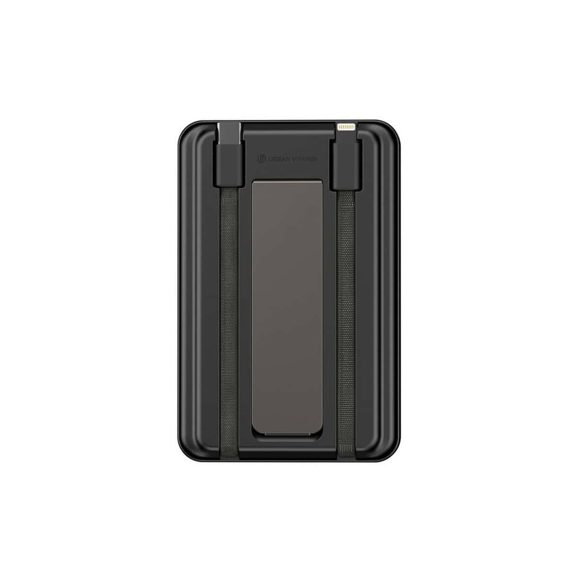 Powerbanki z logo – power bank 10000 mah, ładowarka bezprzewodowa urban vitamin delano P322.7201__B_2 Metalowy powerbank z naramną ładowarką i paskiem zabezpieczającym. Przenośne gadżety na prezent i do codziennego użytku.