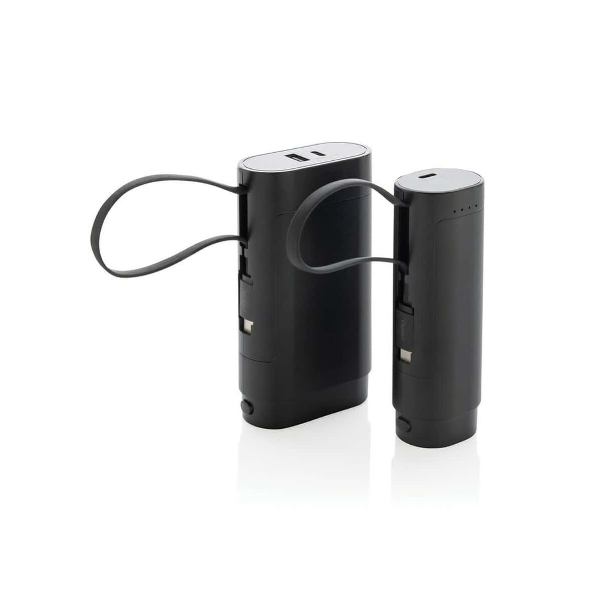 Powerbanki z logo – power bank 10000 mah, wymienialne baterie P322.5401__G_300 Uniwersalny powerbank z ładowaniem bezprzewodowym i USB, czarny, nowoczesny gadżet elektroniczny.