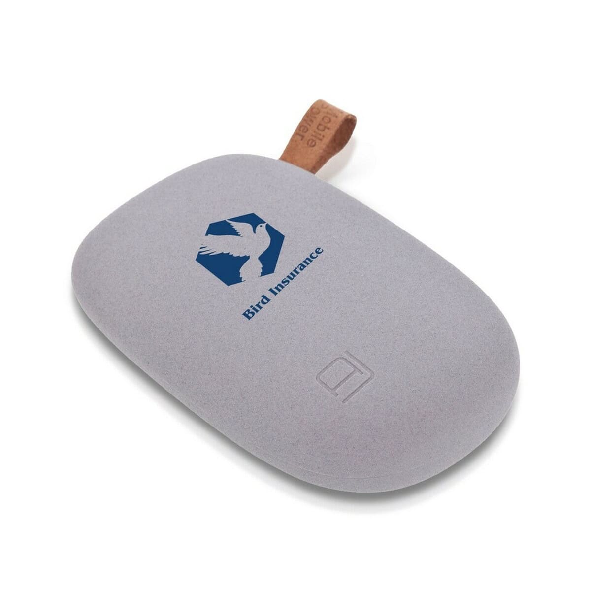 Powerbanki z logo – power bank 10400 mah air gifts „kamień” | carol V3383-19_ILG01 2. Personalizowany etui na telefon z nadrukiem logo Bird Insurance, idealne na gadżet firmowy.