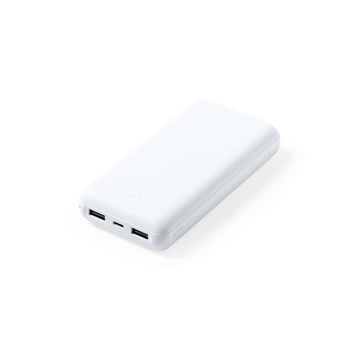 Powerbank z USB do ładowania urządzeń mobilnych, biały, nowoczesny gadżet tech.