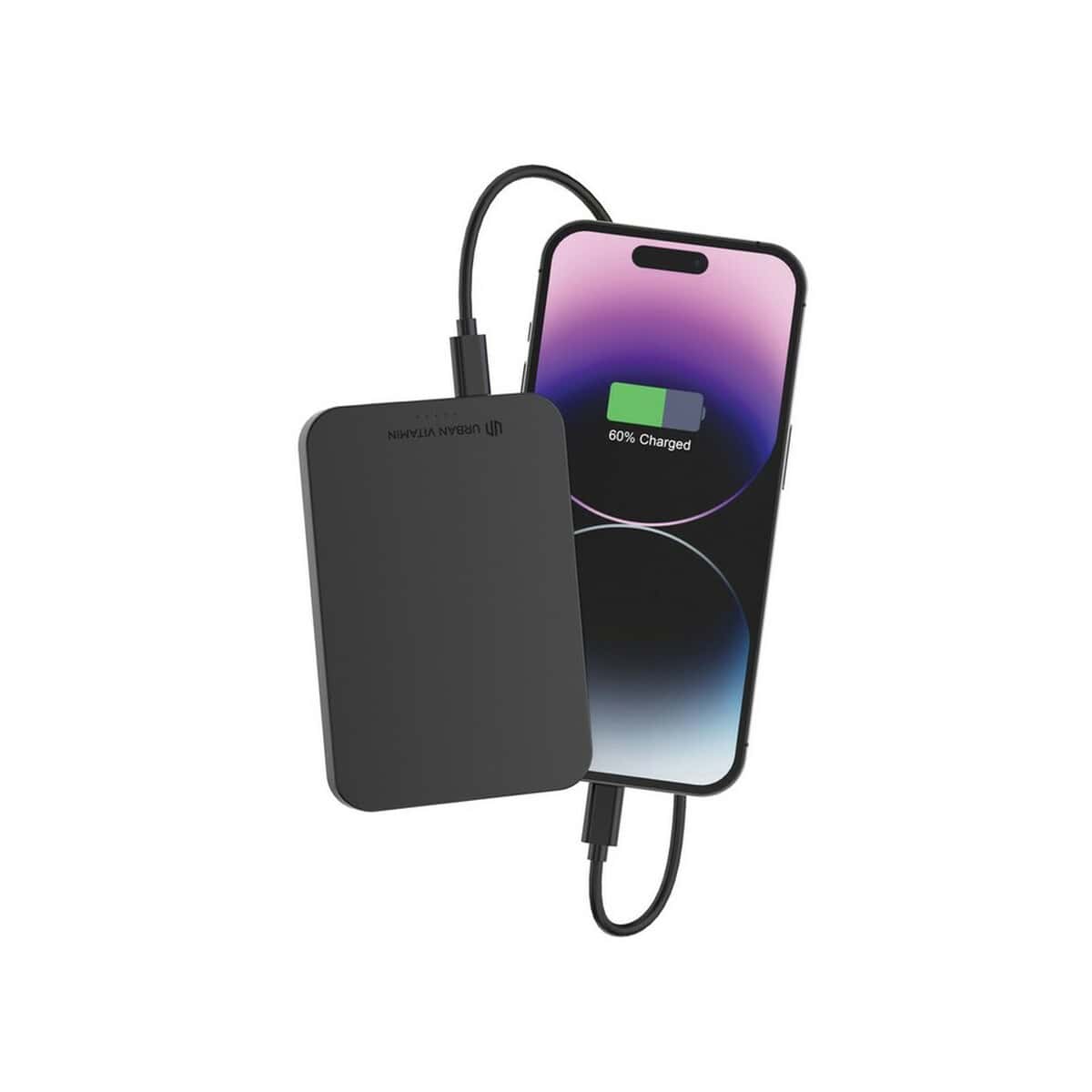 Powerbanki z logo – power bank 5000 mah urban vitamin richmond, rabs P322.821__B_7 1. Bezprzewodowa ładowarka power bank do smartfonów, czarna, szybkie ładowanie.