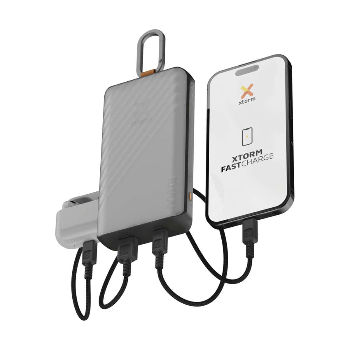 Powerbanki z logo – xtorm xg2s101 go2 powerbank solarny o pojemności 10.000 mah i mocy 15 w ze światłem 12447984_e1 Powerbank z szybkim ładowaniem i szarym obudową do gadżetów elektronicznych.