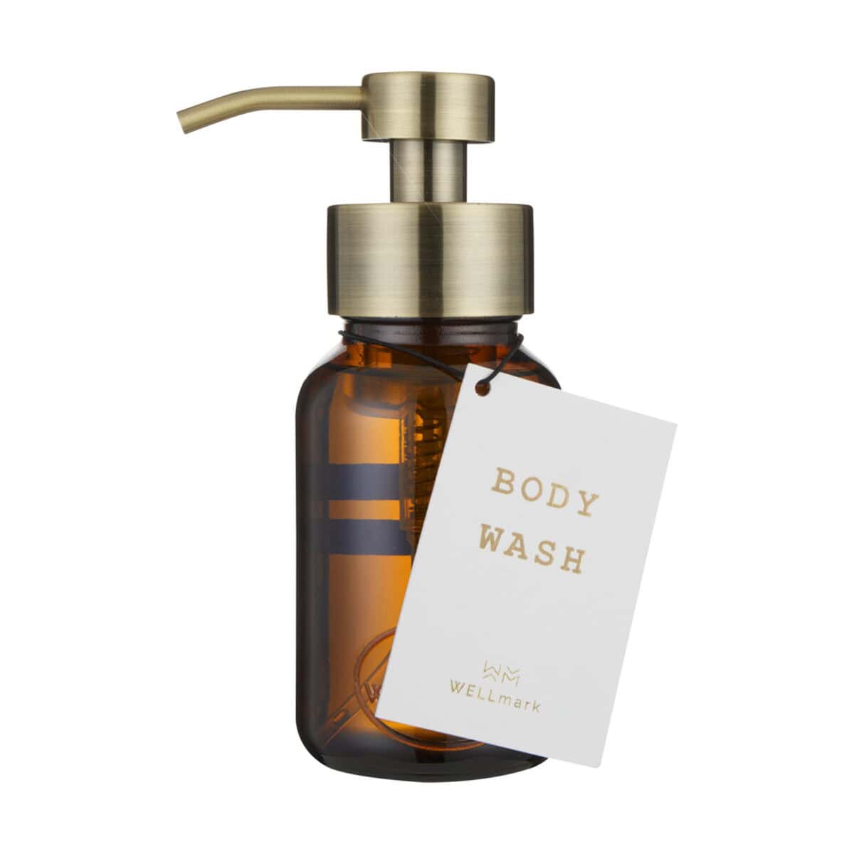 Produkty higieny osobistej z logo – wellmark płyn do mycia ciała 250 ml 12632111_e1 Elegancki dozownik do mydła w brązowym szklanym opakowaniu, idealny na prezent.
