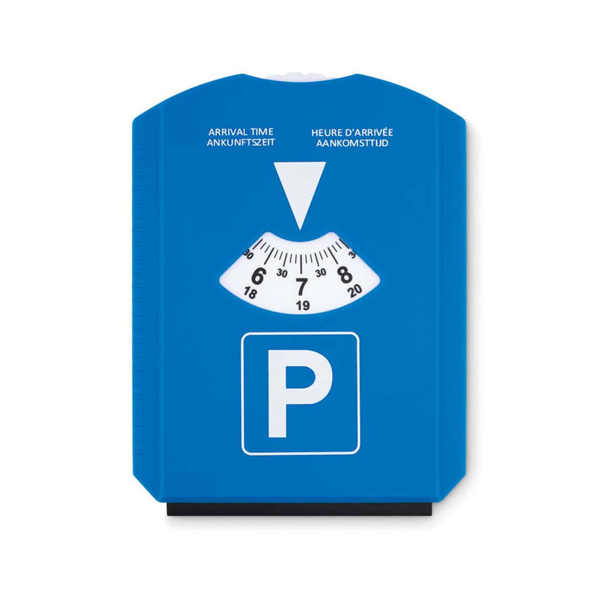 Skrobaczki z logo – skrobaczka z parkometrem park & scrap mo8945-04 Pamiątkowa tabliczka parkingowa w niebieskim kolorze z numerem i symbolem P, idealna na prezent lub do biura.