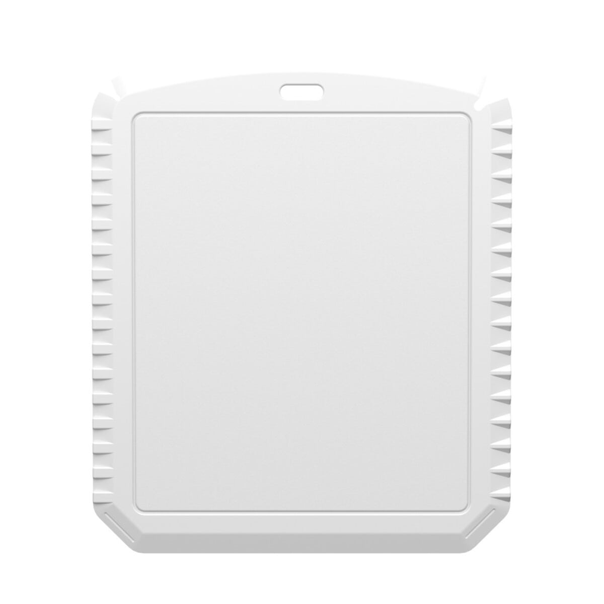 Skrobaczki z logo – thrym prostokątna skrobaczka do lodu wykonana z tworzyw sztucznych pochodzących z recyklingu 22050201_f1 Biały gadżet z logo, kodami kreskowymi i miejscem na personalizację. Idealny na prezent i do promocji firmy.