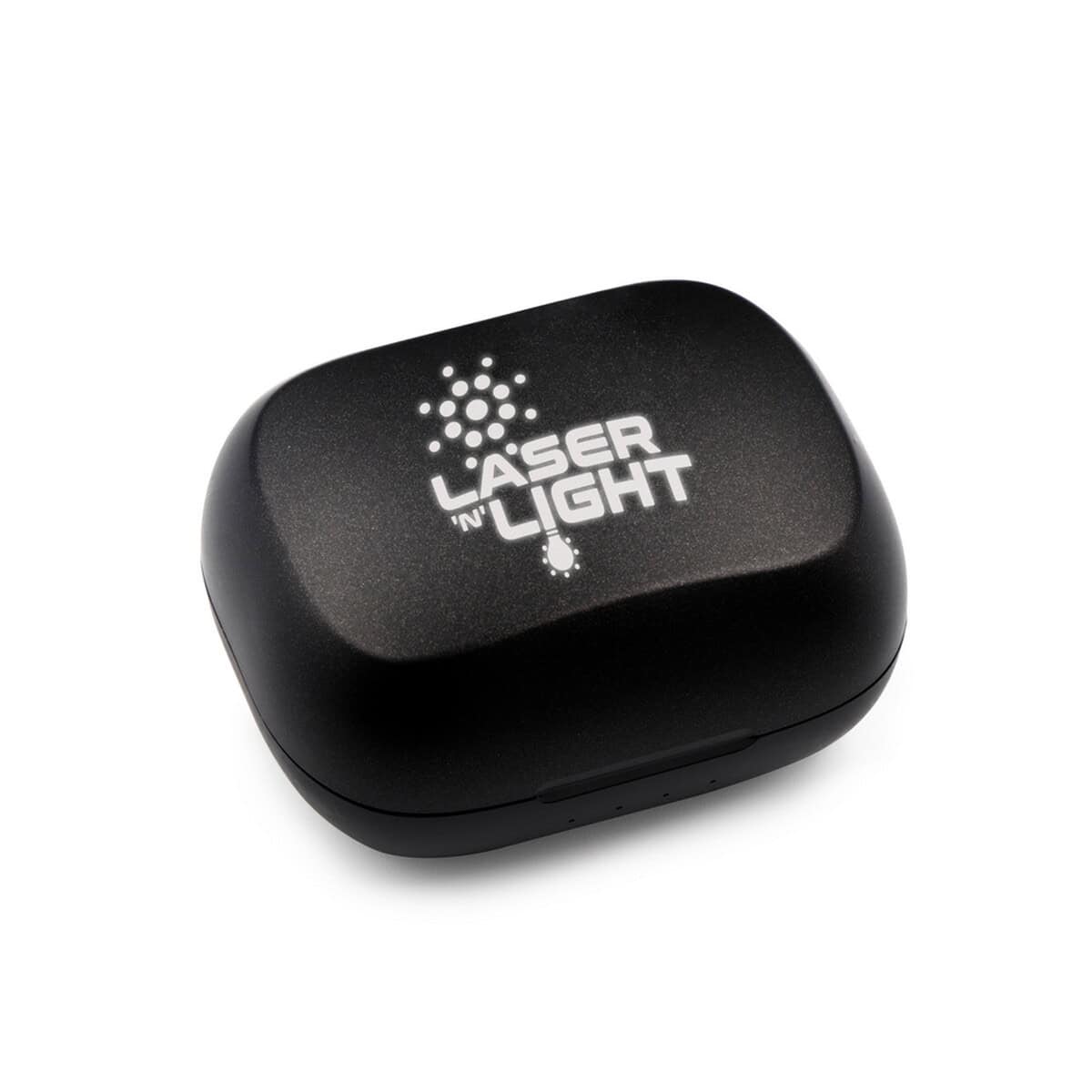 Słuchawki z logo – bezprzewodowe słuchawki douszne exclusive collection | emersyn VA111-03_ILG01 1. Miniaturowa lampa laser w czarnej obudowie, logo Laser n' Light.