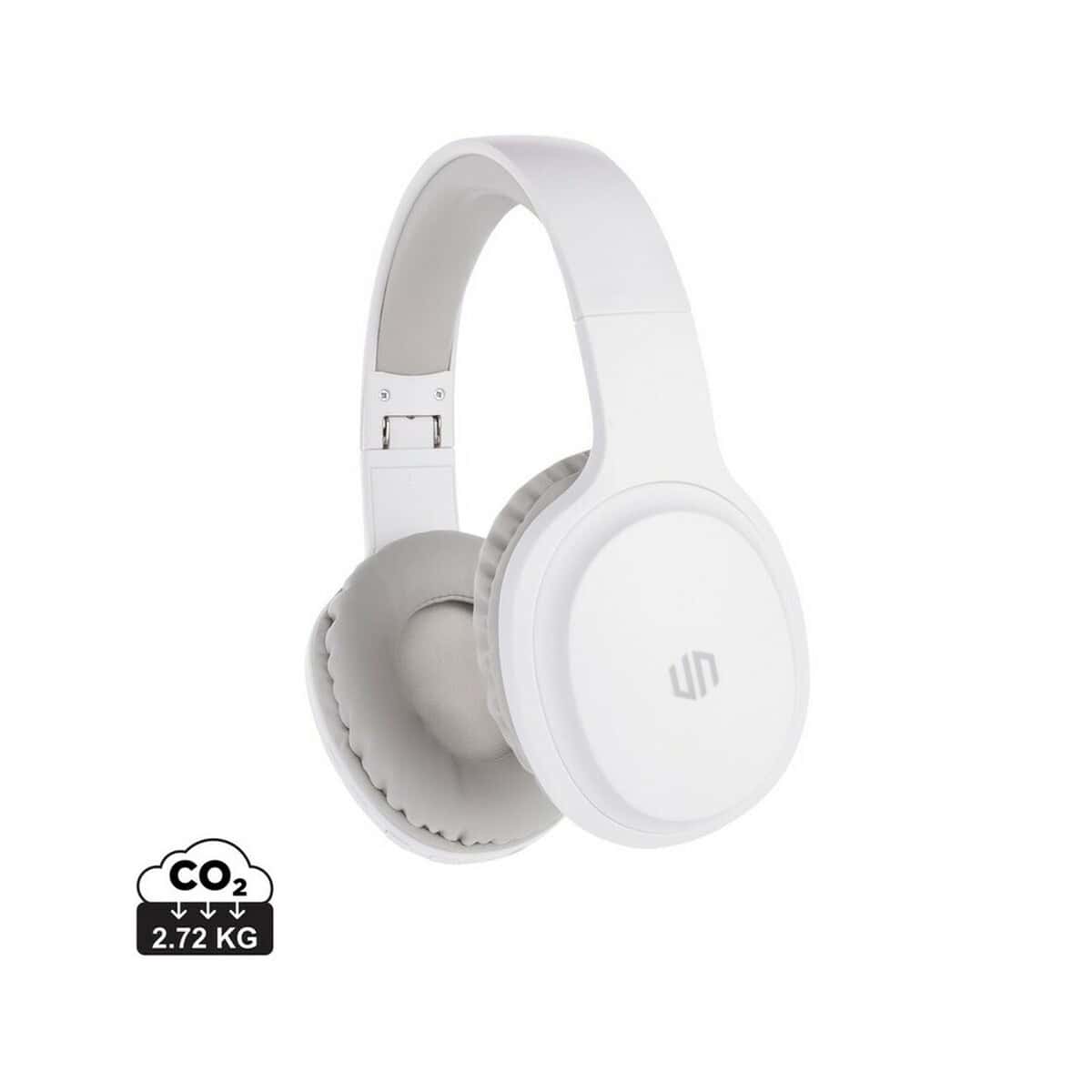 Słuchawki z logo – bezprzewodowe słuchawki nauszne urban vitamin belmond P329.763_S_0 Nowoczesne białe słuchawki bezprzewodowe z logo, lekkie i komfortowe do słuchania muzyki.