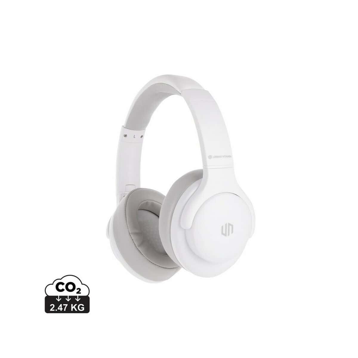 Słuchawki z logo – bezprzewodowe słuchawki nauszne urban vitamin fresno P329.753_S_0 1. Bezprzewodowe słuchawki Bluetooth w kolorze białym, wygodne i lekkie.