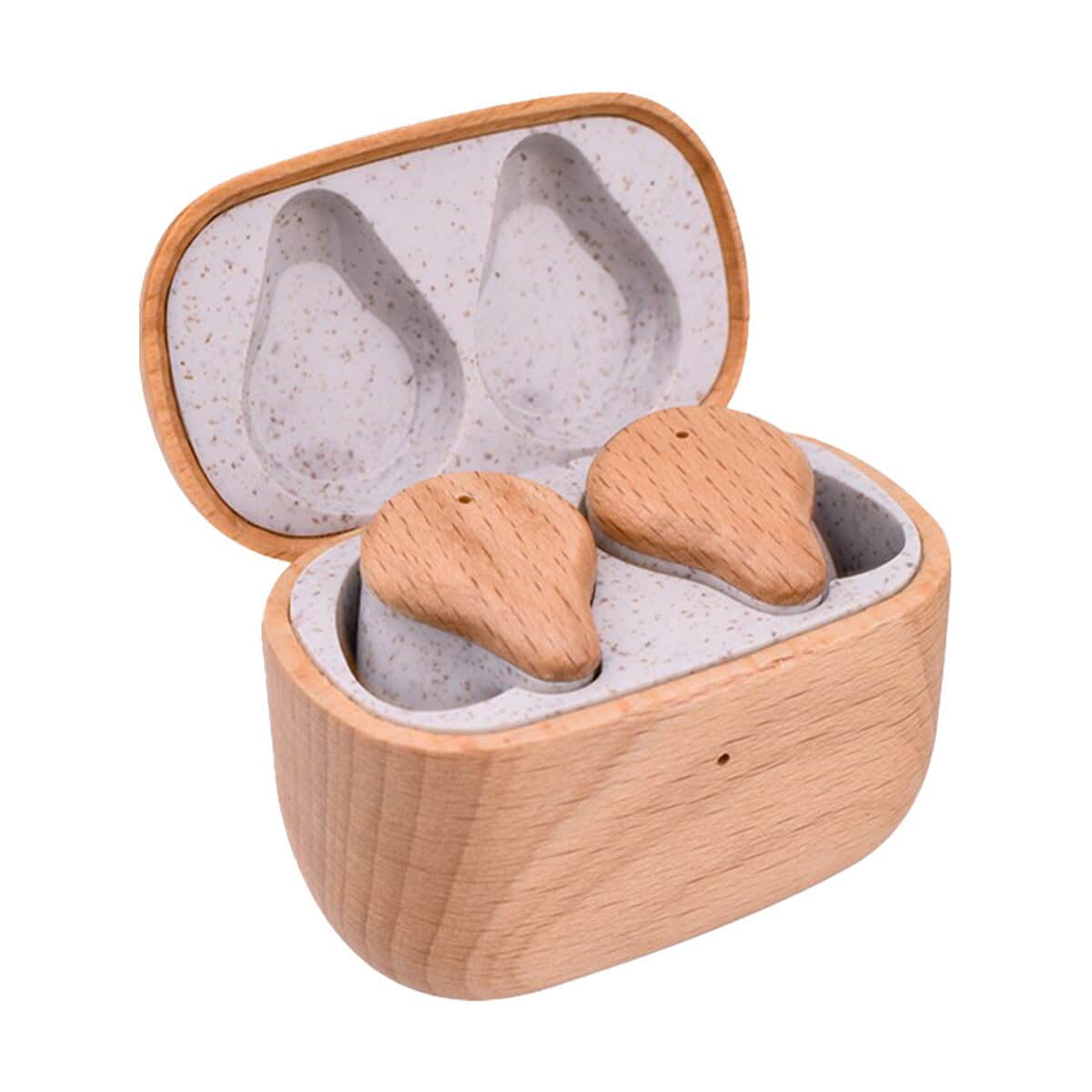 Słuchawki z logo – prixton słuchawki douszne tws163 2pa18571 Długie drewniane słuchawki na prezent, gadżet personalizowany, akcesoria biurowe, wyjątkowy gadżet na upominek.