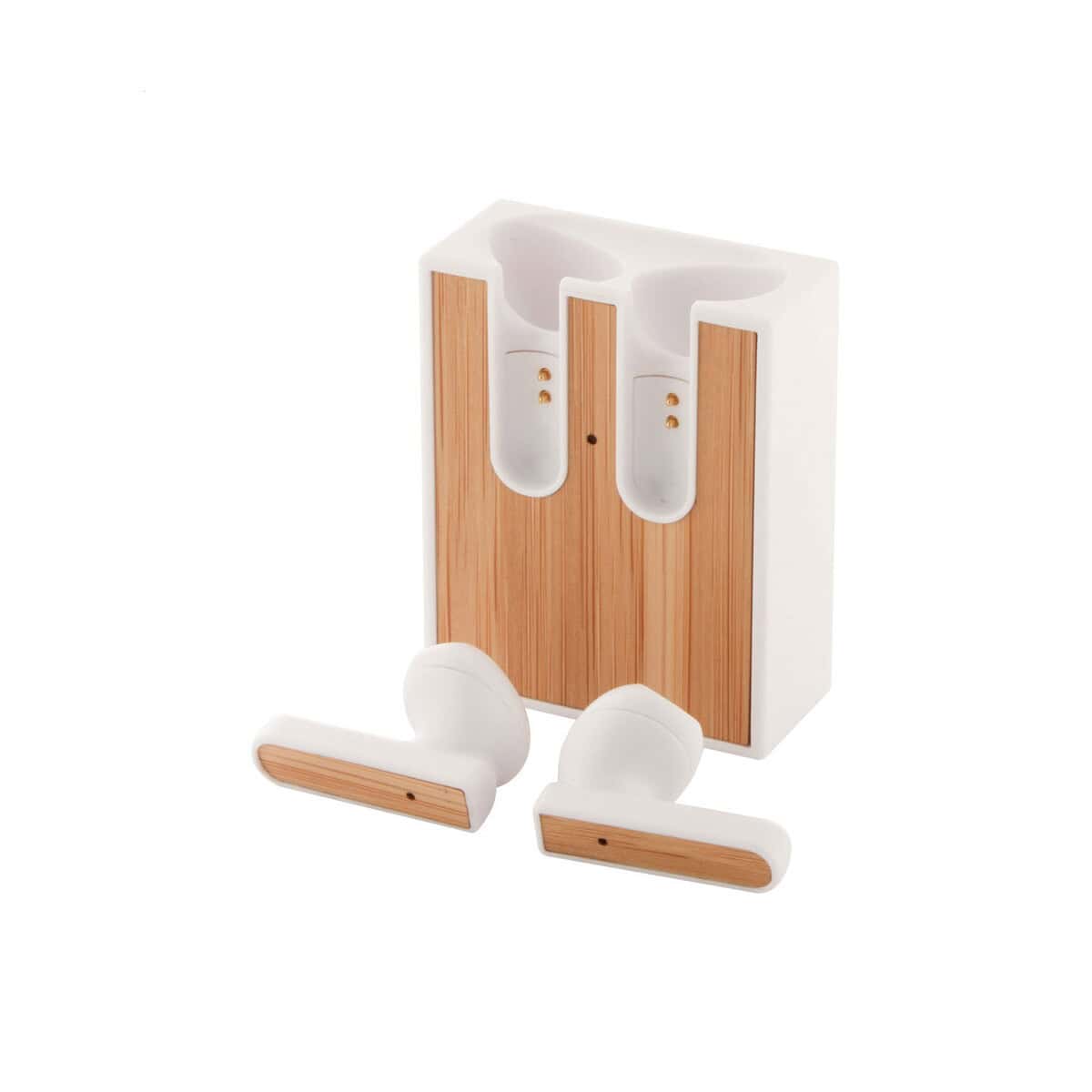 Słuchawki z logo – rabsody słuchawki bezprzewodowe AP800526-01__C 1. Bezprzewodowe słuchawki z drewnianymi elementami, nowoczesny gadżet audio.