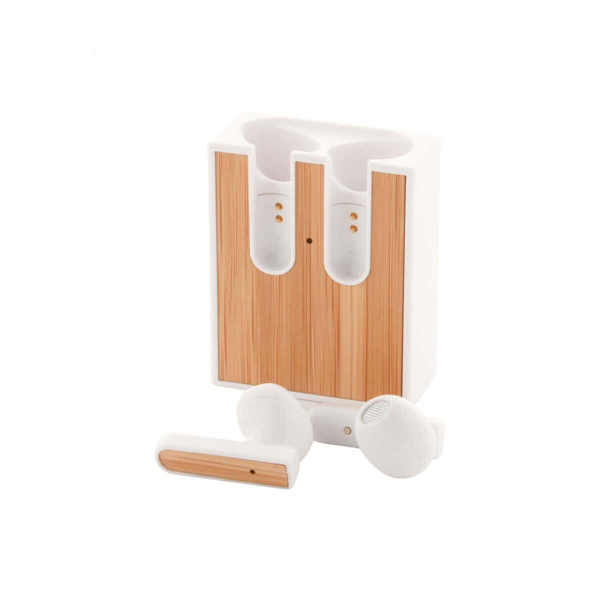 Słuchawki z logo – rabsody słuchawki bezprzewodowe AP800526-01__H Nowość w gadżetach – bezprzewodowe słuchawki z eleganckim wykończeniem drewna.