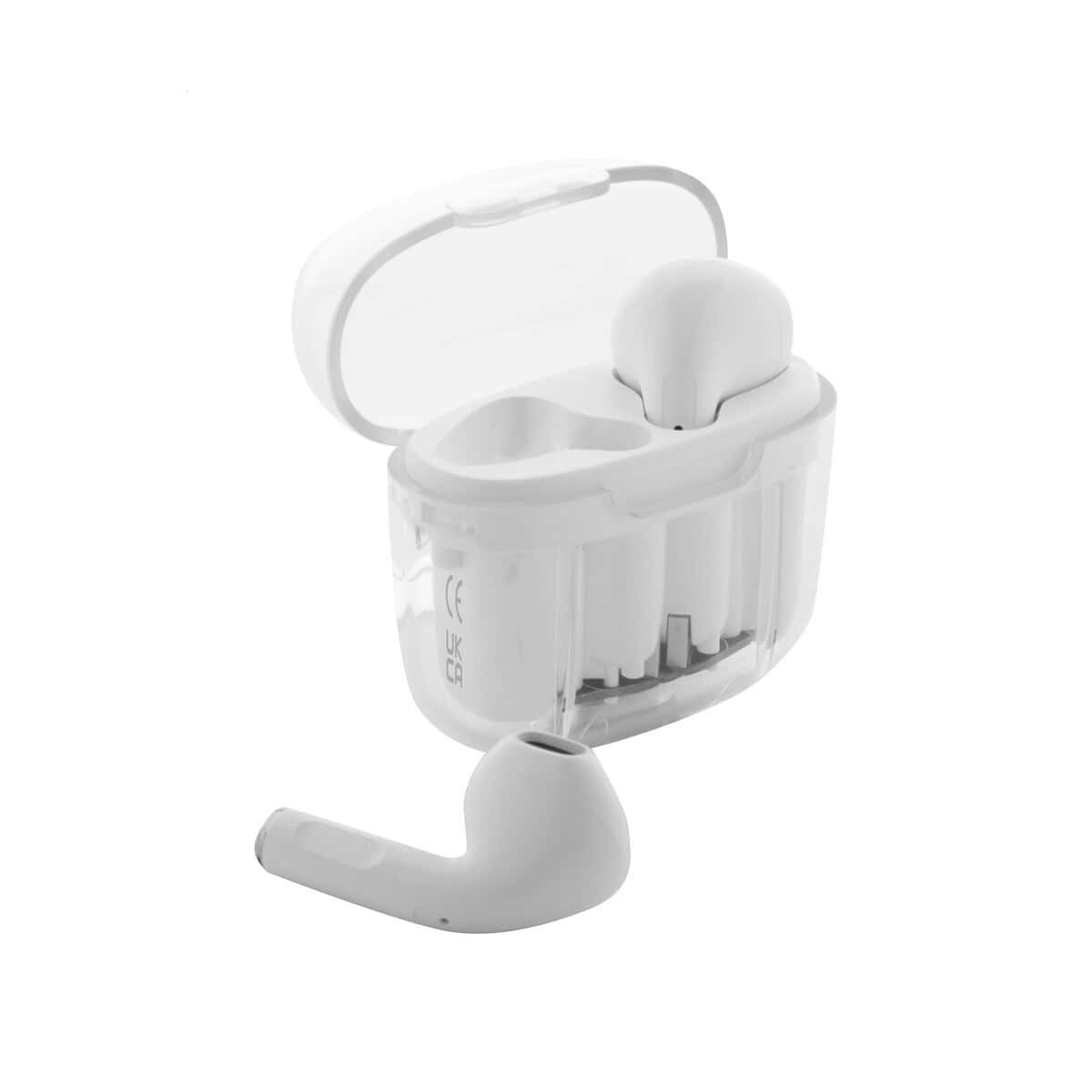 Słuchawki z logo – trance przezroczyste słuchawki bezprzewodowe rabs AP864031-01__B Słuchawki bezprzewodowe TWS w etui, nowoczesne gadżety elektroniczne, akcesoria techniczne.