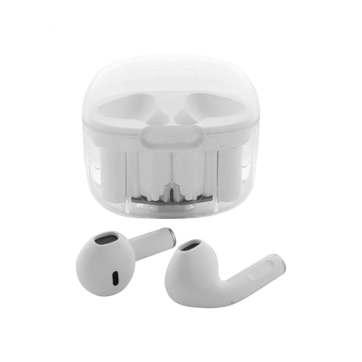 Słuchawki z logo – trance przezroczyste słuchawki bezprzewodowe rabs AP864031-01__C Słuchawki bezprzewodowe w etui, nowoczesne gadżety elektroniczne do słuchania muzyki.