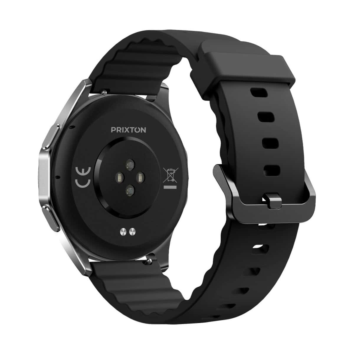 Smartwatch z logo – prixton swb33 smartwatch 2pa18190_e2 Czarny smartwatch z silikonowym paskiem i czujnikami zdrowia.