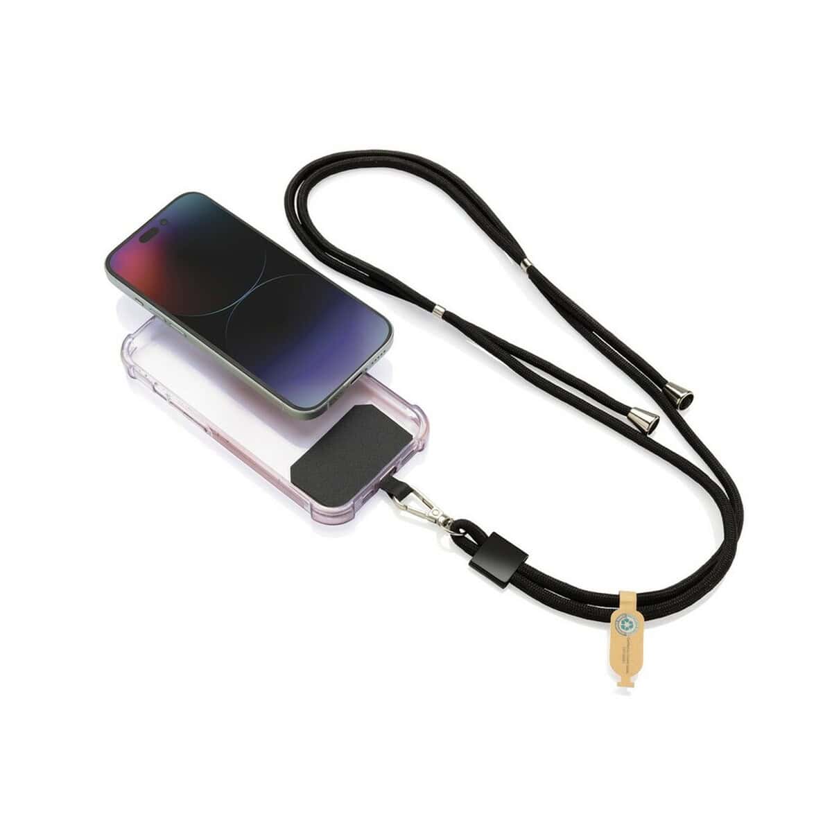Smycze z logo – smycz do telefonu carryloop P302.8101__B_2 1. Przenośny powerbank z etui, telefon i wygodny brelok na lanyard.