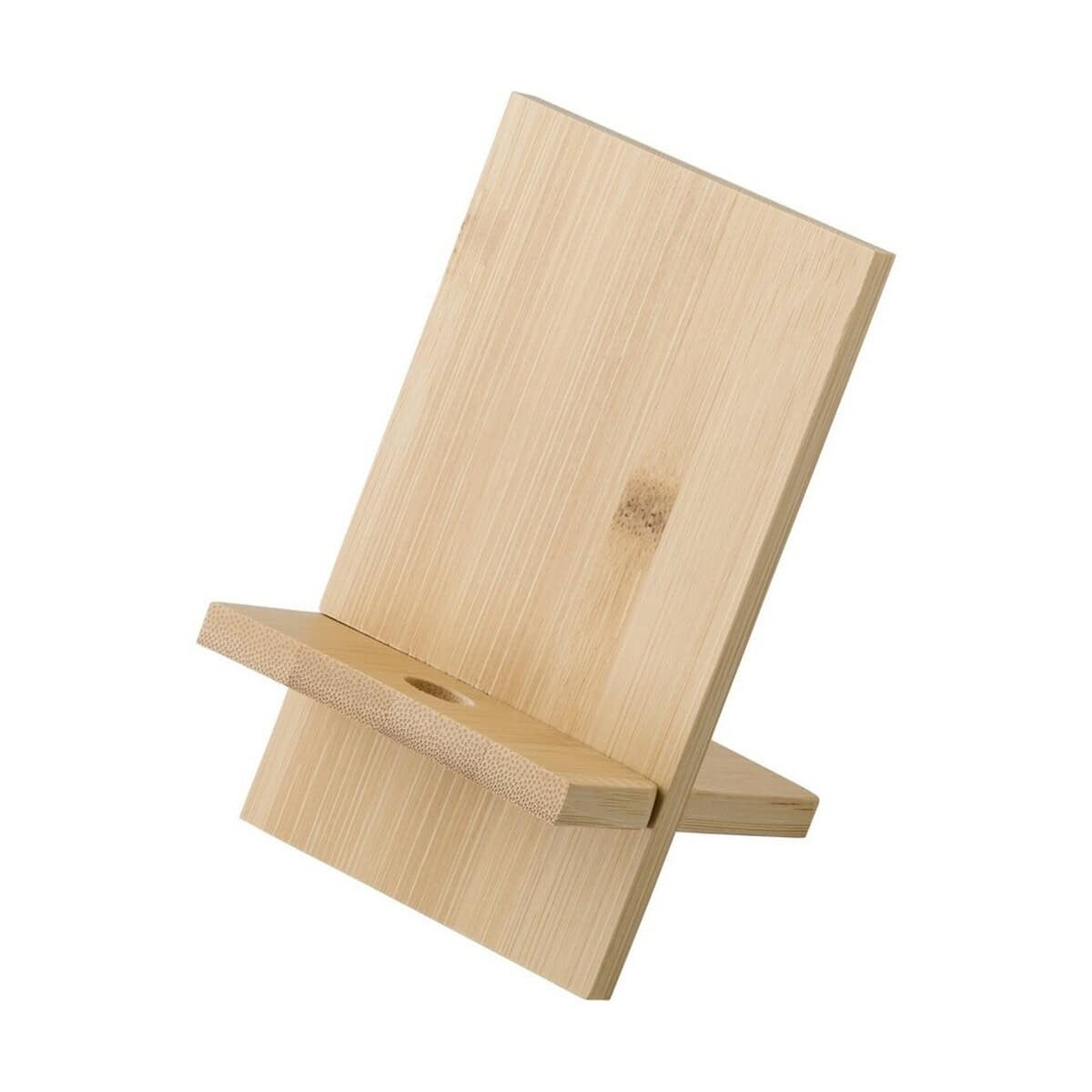 Stojaki na telefon z logo – bambusowy stojak na telefon V0280-16_AAA01 Łapka na telefon z drewna, biżuteria, gadżety z personalizacją, blog, prezent.