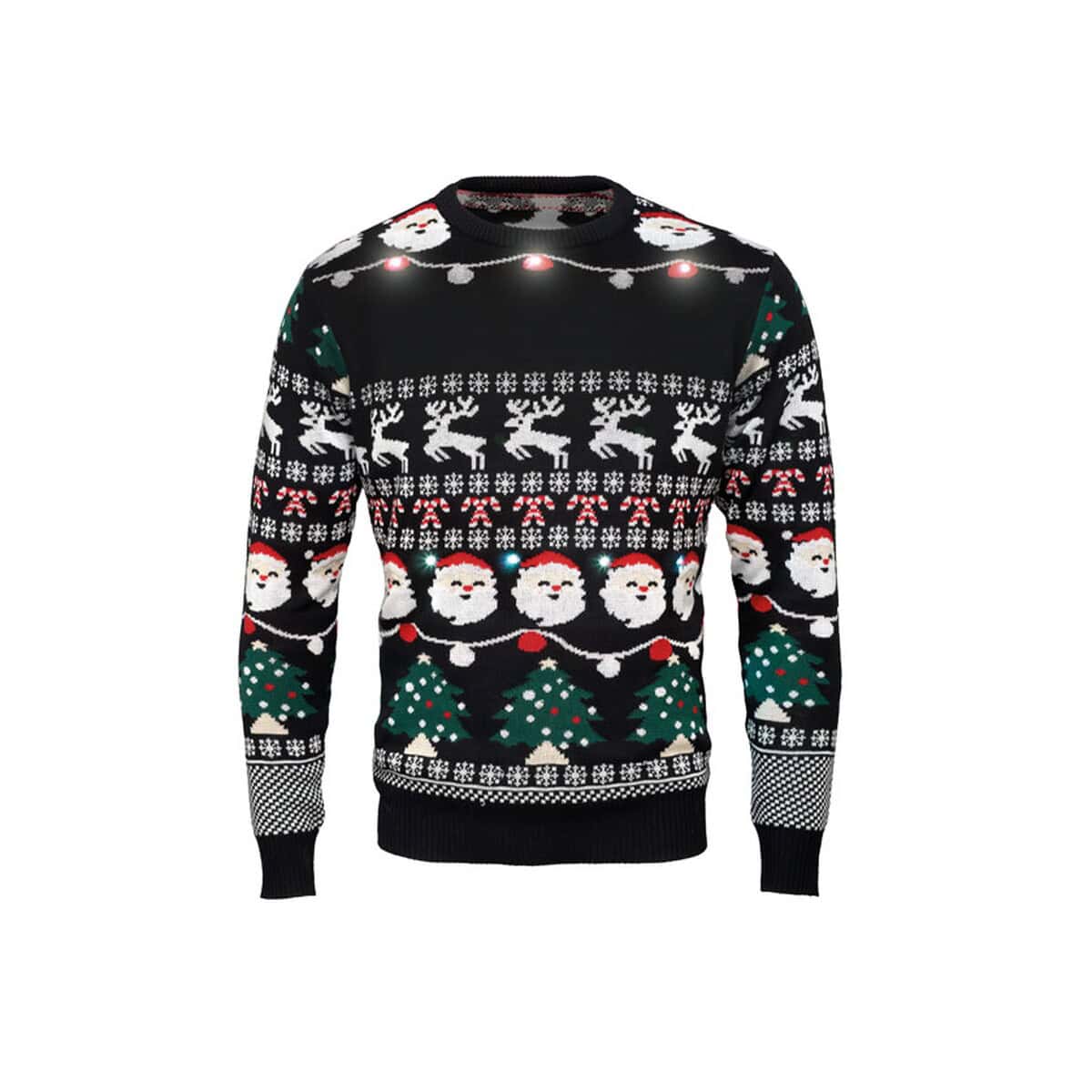 Swetry z logo – świąteczny sweter led l/xl shamis large cx1554-03-open Kolorowy sweter świąteczny z reniferami, Mikołajem i choinkami. Idealny na sezon bożonarodzeniowy i okazje świąteczne.