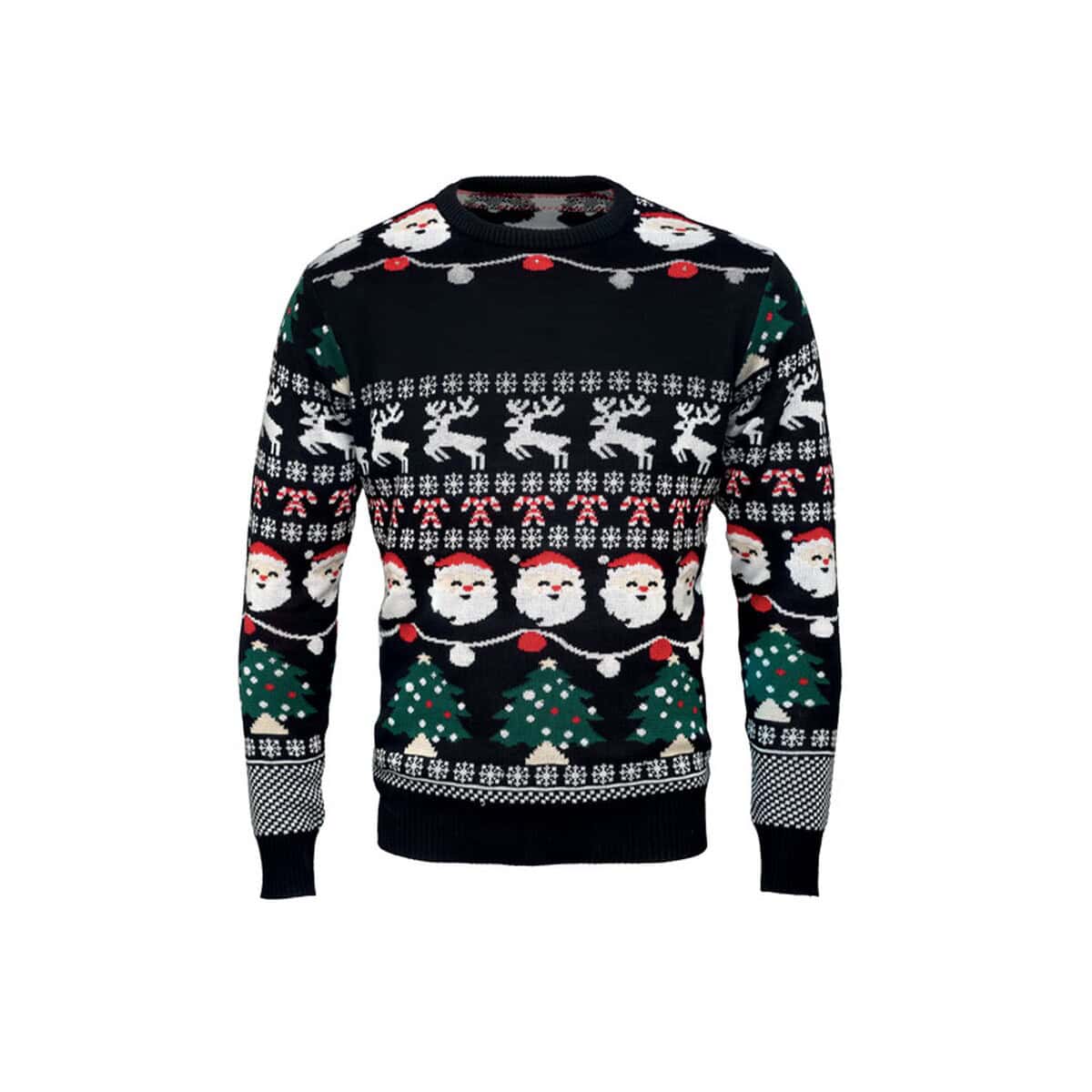 Kod produktu: Sweter świąteczny z reniferami, mikołajem i choinkami na prezent dla miłośników gadżetów świątecznych.