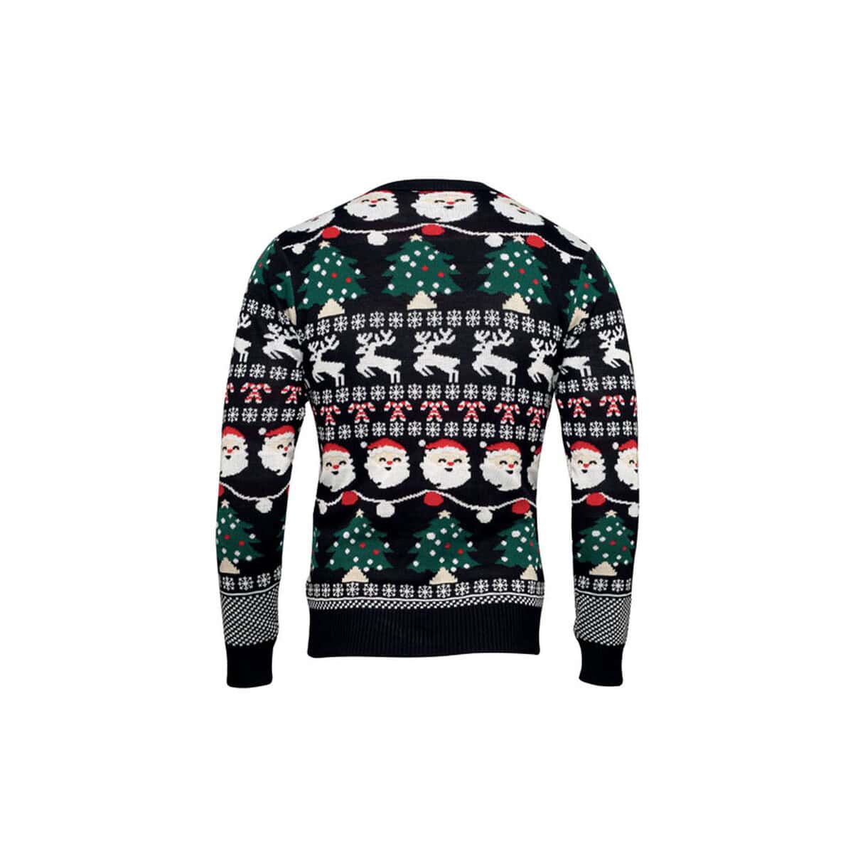 Swetry z logo – świąteczny sweter led s/m shamis cx1553-03-back Cieplony sweter świąteczny z motywem Mikołaja, choinek i reniferów. Idealny na zimę i okazje świąteczne.