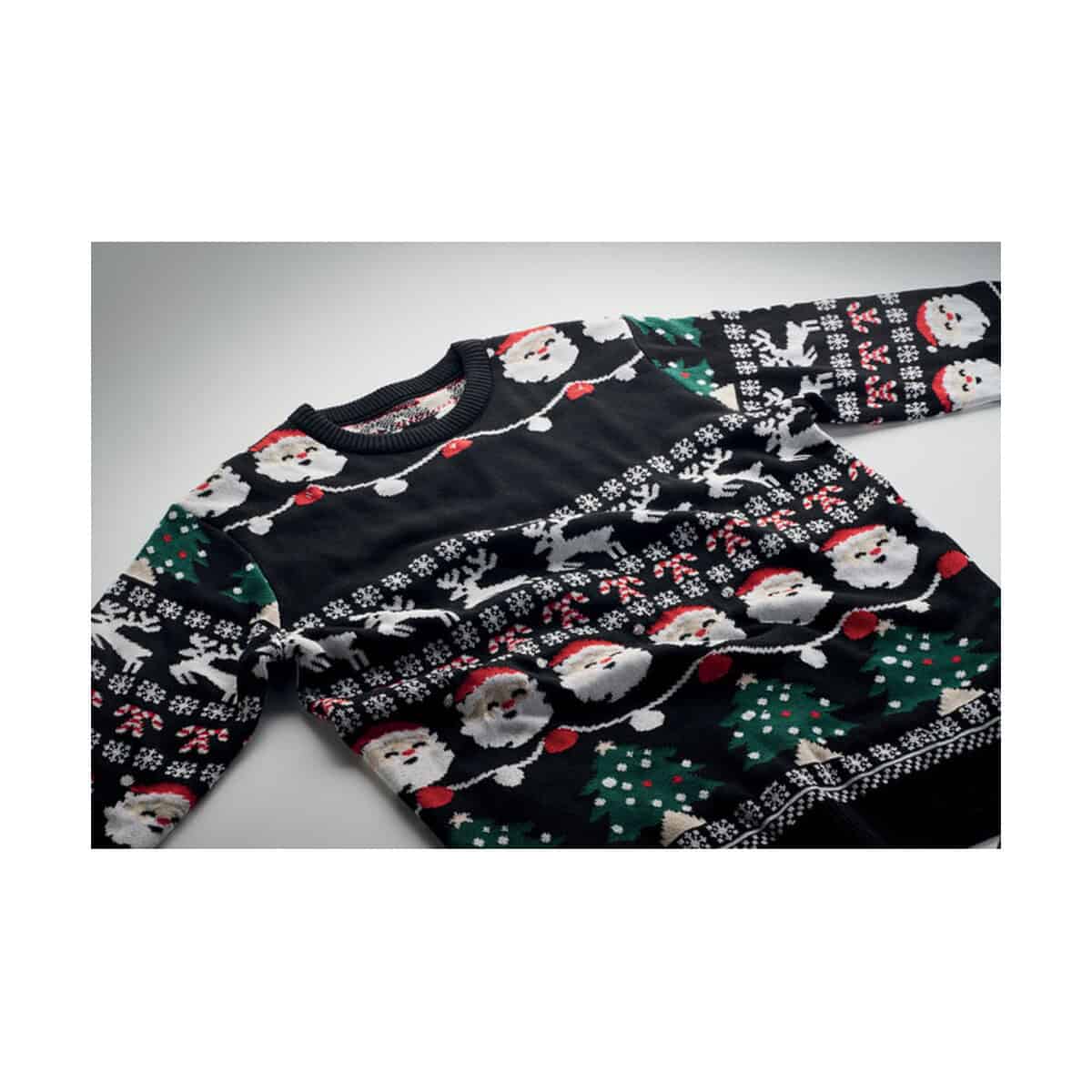 Swetry z logo – świąteczny sweter led s/m shamis cx1553-03-detail Gadzety świąteczny sweter z motywem Mikołaja i reniferów, idealny na Boże Narodzenie, ekskluzywne gadżety świąteczne, prezenty na święta, gadżety okazjonalne.