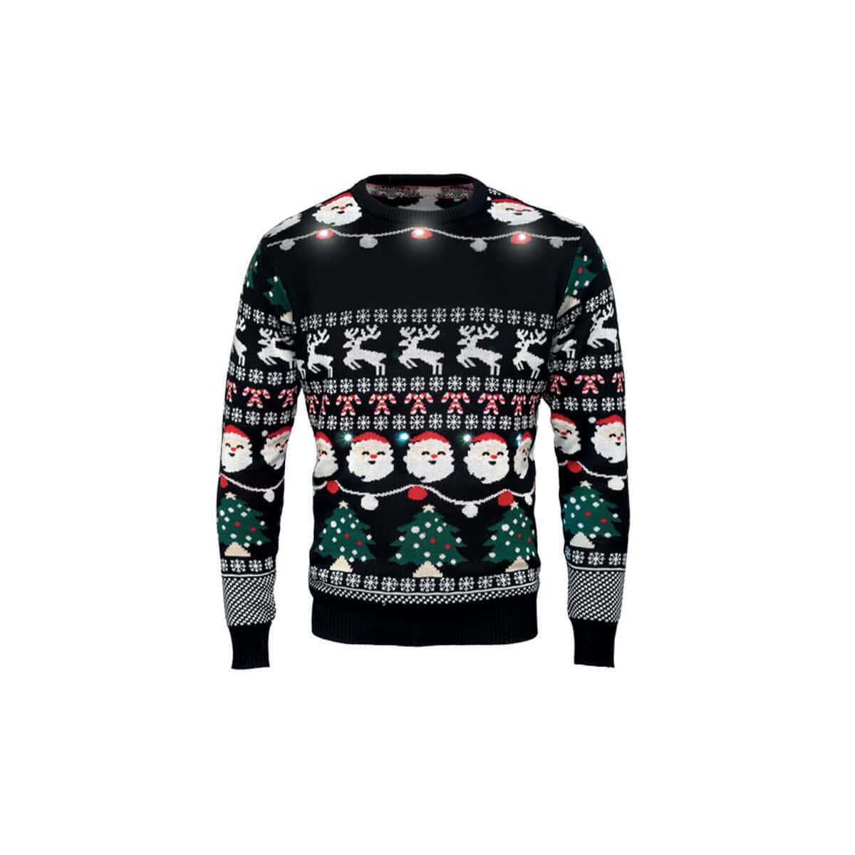 Swetry z logo – świąteczny sweter led s/m shamis cx1553-03-open Świąteczny sweter z reniferami, Mikołajem i choinkami na Xmas, idealny na prezent.