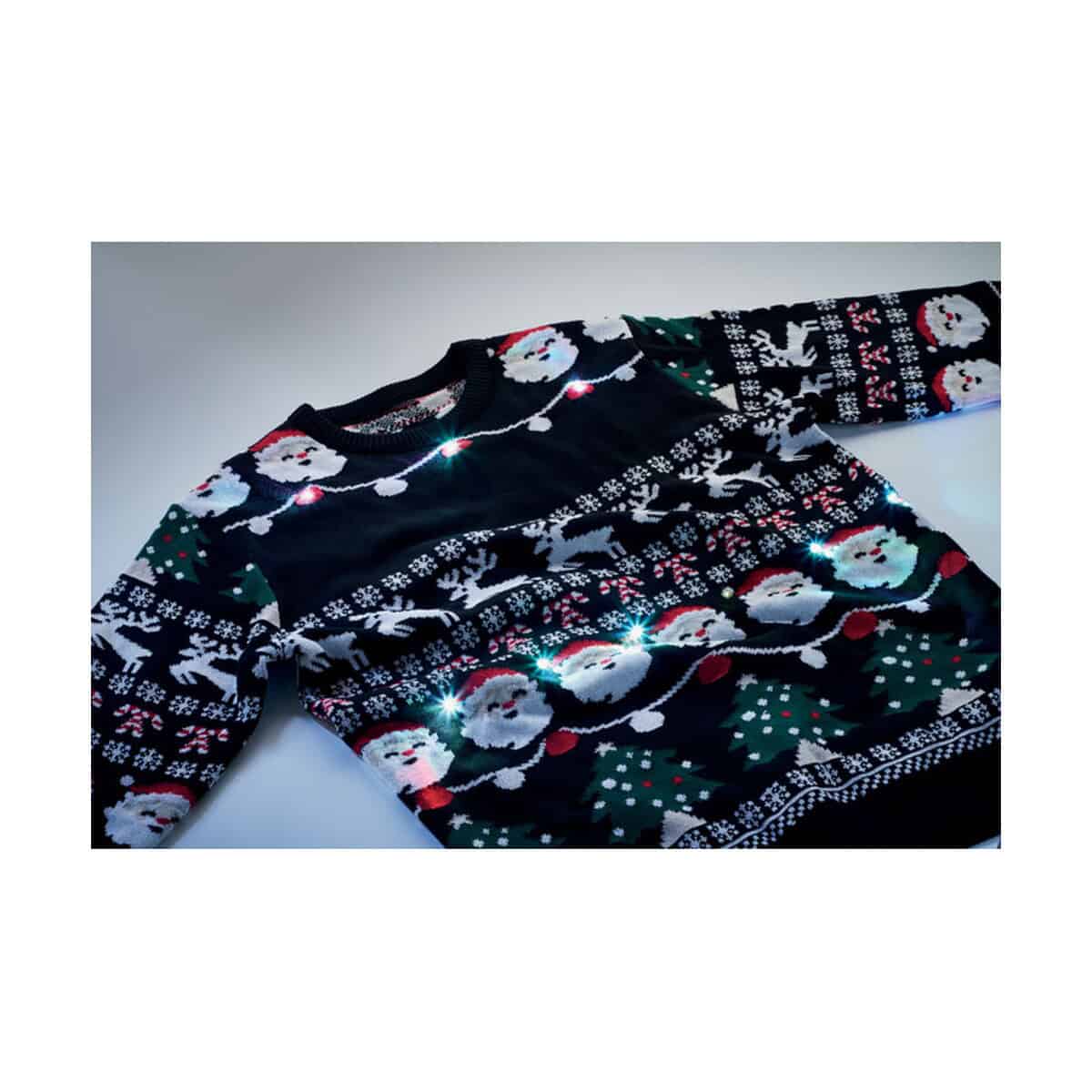 Swetry z logo – świąteczny sweter led s/m shamis cx1553-03-picture5 1. Świąteczny sweter z reniferami i Mikołajem z efektami świetlnymi.