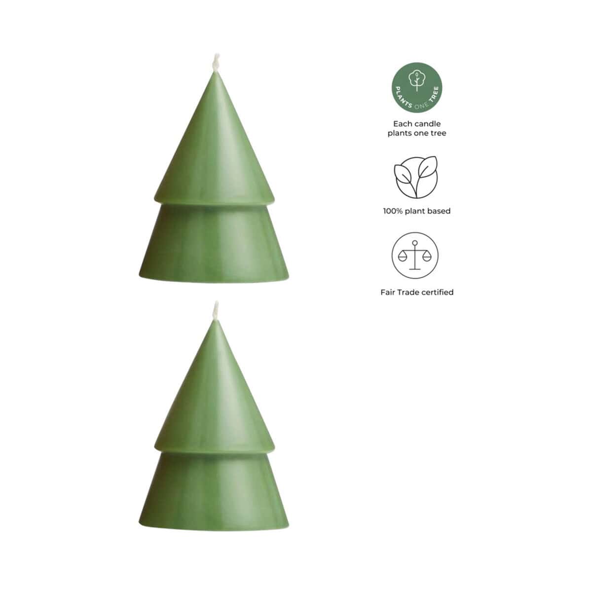 Świece z logo – orginal home świeca choinkowa matcha – m 12632462_e1 Green plant-shaped candles, eco-friendly decorative candles, certyfikaty fair trade, natural dekoracje na święta.