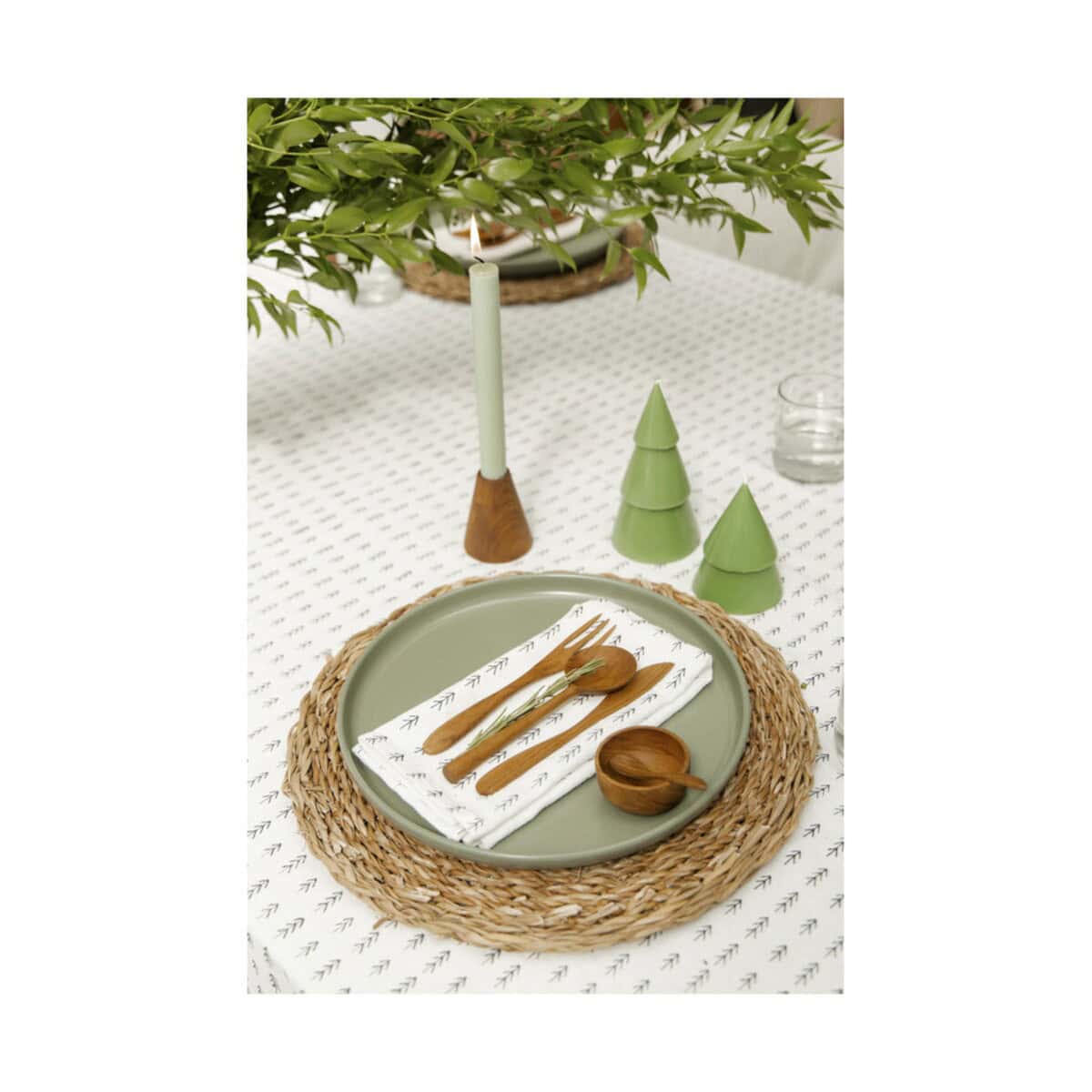 Świece z logo – orginal home świeca choinkowa matcha – m 12632462_m1 Słomiana podkładka, talerz, sztućce bambusowe, świece, dekoracje świąteczne, bożonarodzeniowe, eko, zimowe, prezent na święta.