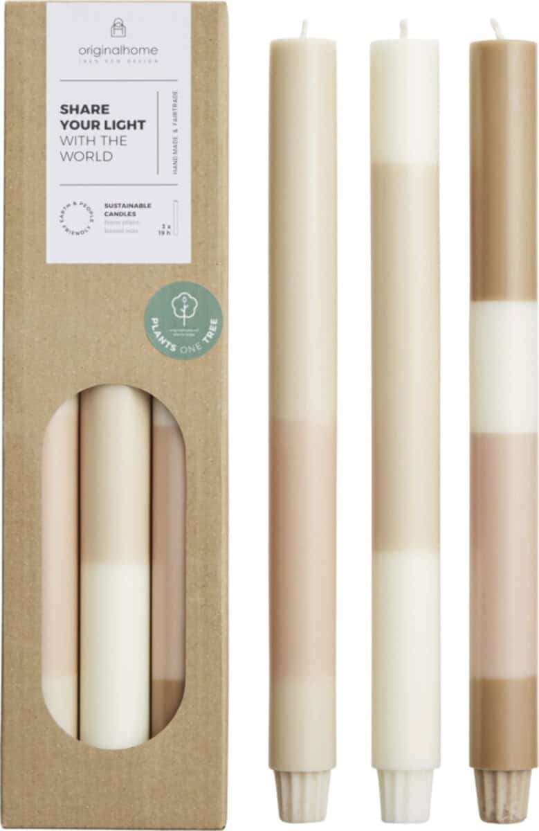 Świece z logo – originalhome świece warstwowe z wapienia — zestaw 3 sztuk 12642602 Grafika świec ekologicznych w opakowaniu, zero waste, naturalne środki czystości.