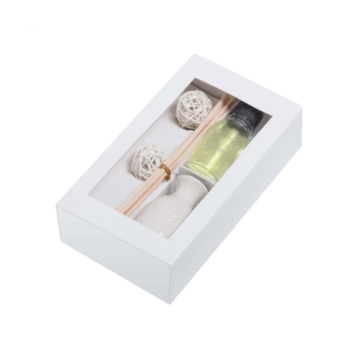 Świece z logo – scenset zestaw zapachowy AP741830-01 1. Personalizowany zestaw aromaterapeutyczny z olejkiem, świecą i ozdobami w eleganckim pudełku.