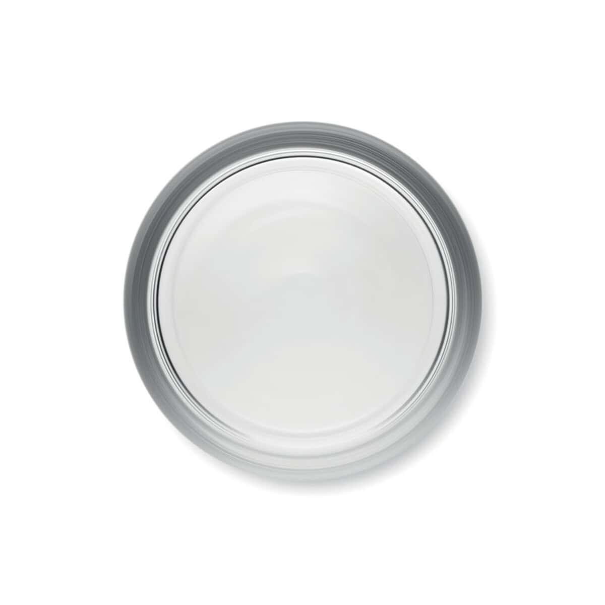 Szklanki z logo – krótka szklanka 300ml pongo mo6460-22-top Srebrny metalowy świecznik na półce, nowoczesny design.