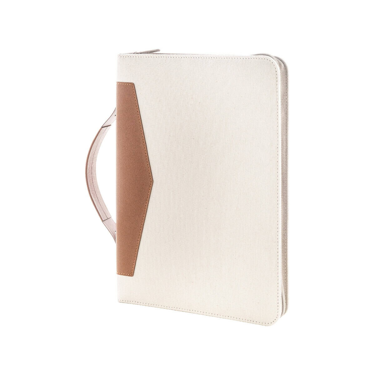 Teczki z logo – carbasa zip teczka na dokumenty z płótna pochodzącego z recyklingu AP808296-00 KLUCZOWE GADŻETY, TOREBKA NA ZATRZASK, NA CODZIENNE WYGODNE UŻYCIE, MODNE AKCESORIA, ESTETYKA I FUNKCJONALNOŚĆ.