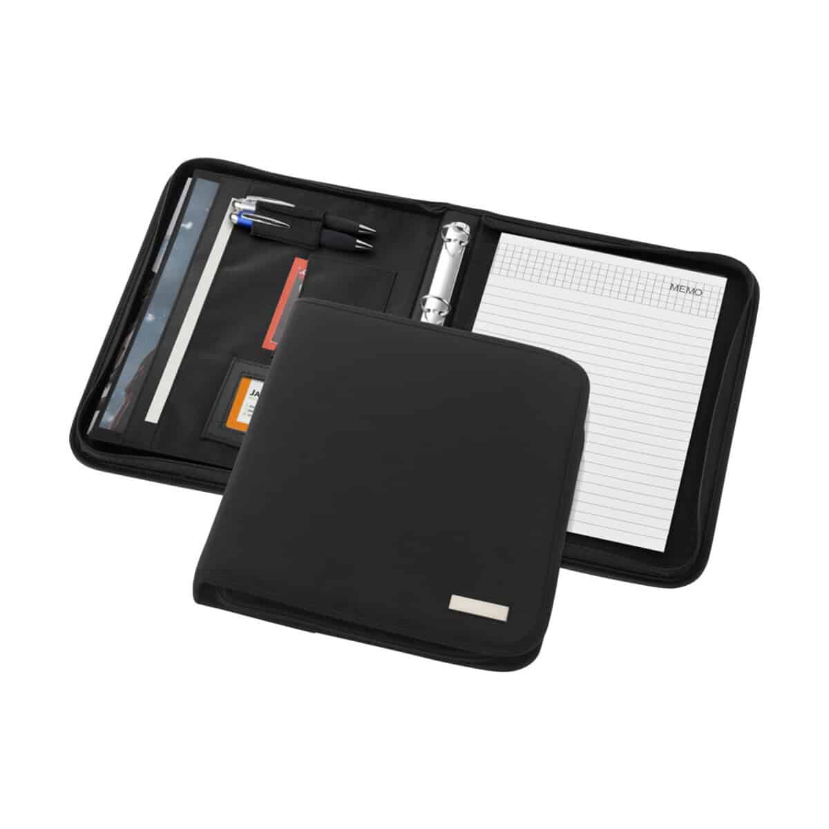 Etui na dokumenty z akcesoriami, idealne do organizacji biura i podróży.