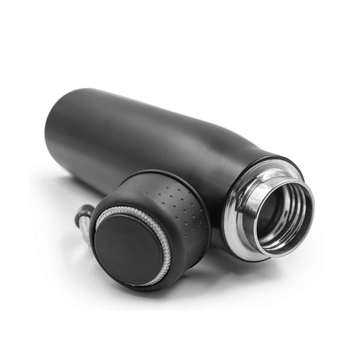 Termosy z logo – butelka termiczna 550 ml air gifts | cameron V7280-03_AAA03 1. Butelka termiczna czarna z srebrnym zamknięciem i filtrem.