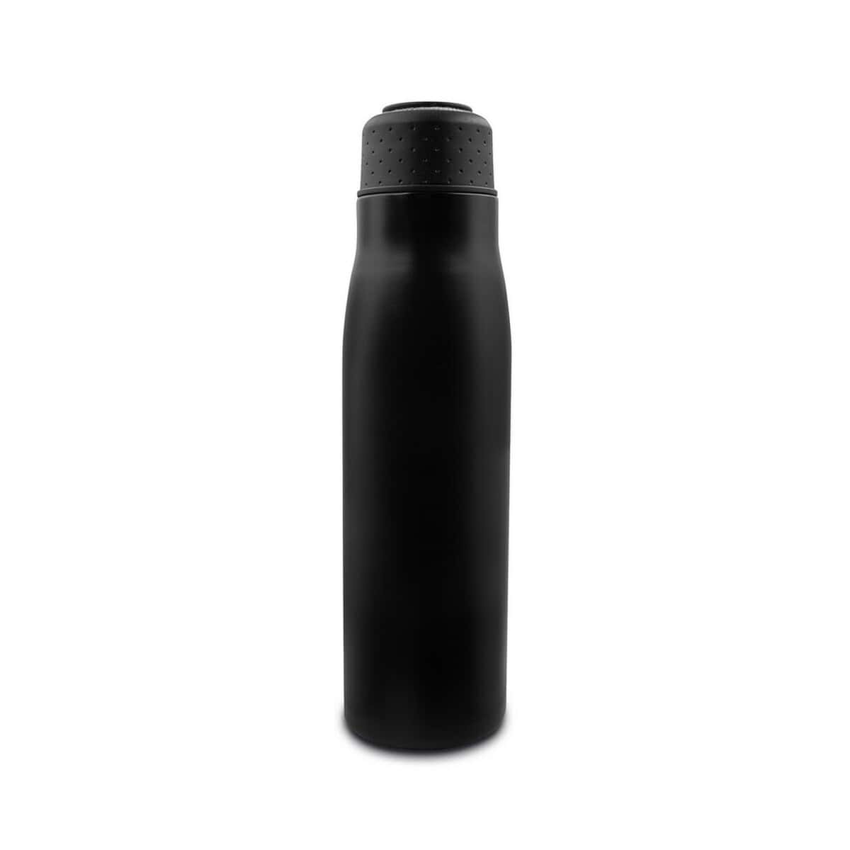 Termosy z logo – butelka termiczna 550 ml air gifts | cameron V7280-03_AAB01 Czarna butelka termiczna z pokrywką, gadżet na prezent, personalizowana 创oraz logo.