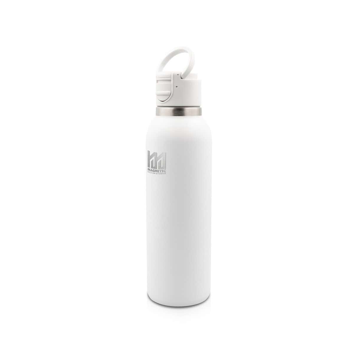 Termosy z logo – butelka termiczna 700 ml air gifts | marcelo VA120-02_ILG01 1. Bidon na wodę z logo magnetyczną pokrywką, biały, personalizowany gadżet reklamowy.