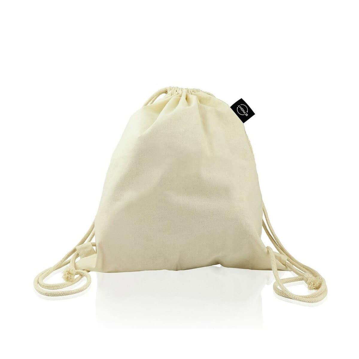 Torby bawełniane z logo – worek ze sznurkiem z bawełny organicznej b’right | meredith V0944-20_AAA01 Naturalny worek na prezenty, torba na gadżety z bawełny, ekologiczny produkt promocyjny.