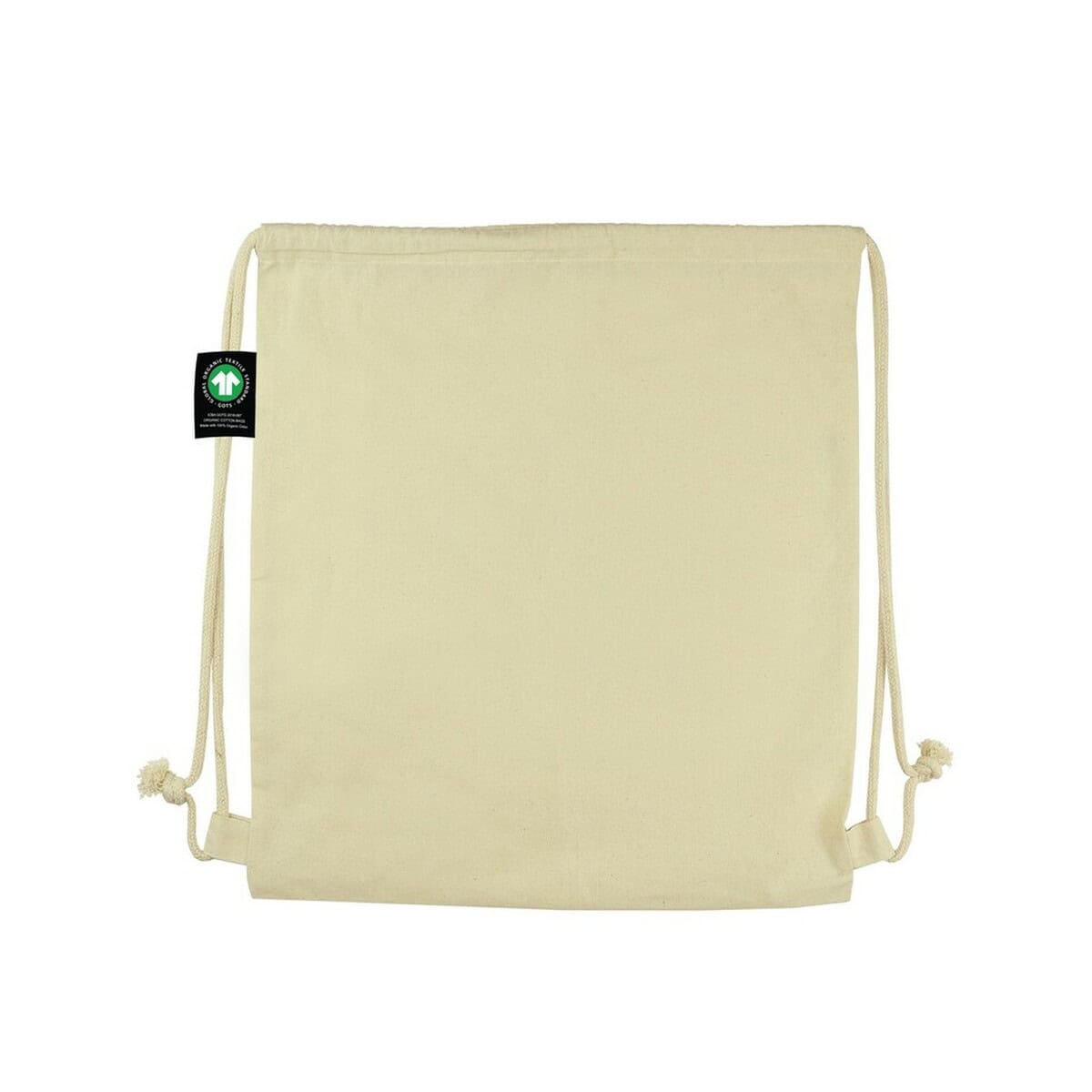 Torby bawełniane z logo – worek ze sznurkiem z bawełny organicznej b’right | meredith V0944-20_IBK01 Naturalna bawełniana torba na ramię z praktycznymi sznurkami, idealna do personalizacji i promowania marki.